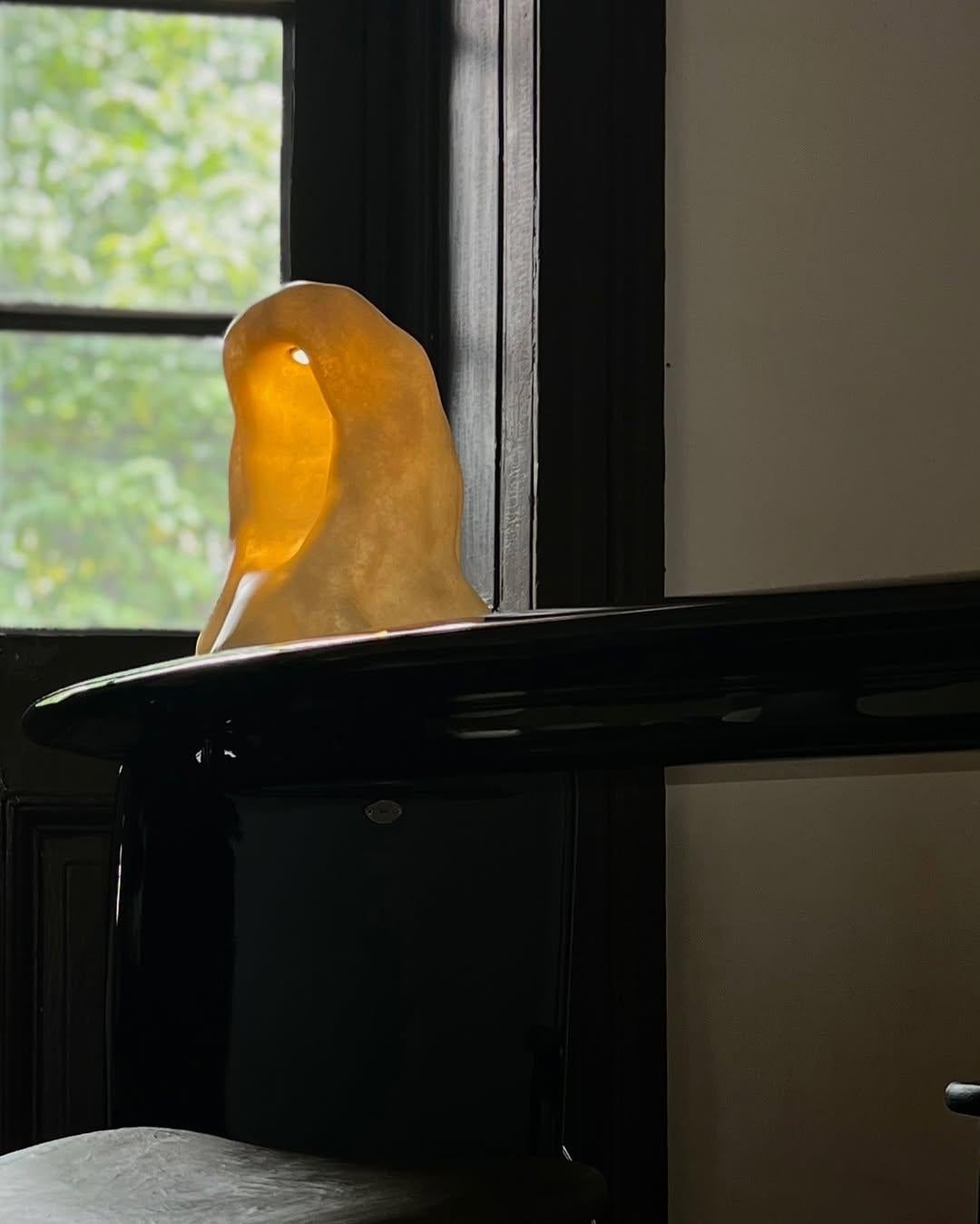 Cave Inspired Unique Form, Natural Beige Fiberglass Table Lamp by kar For Sale 4