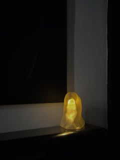 Cave Inspired Unique Form, Natural Beige Fiberglass Table Lamp by kar