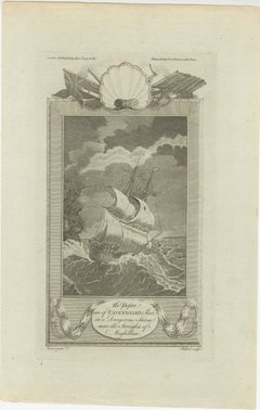 Cavendish’s Ship Desire in Storm near the Strait of Magellan – 18th Century