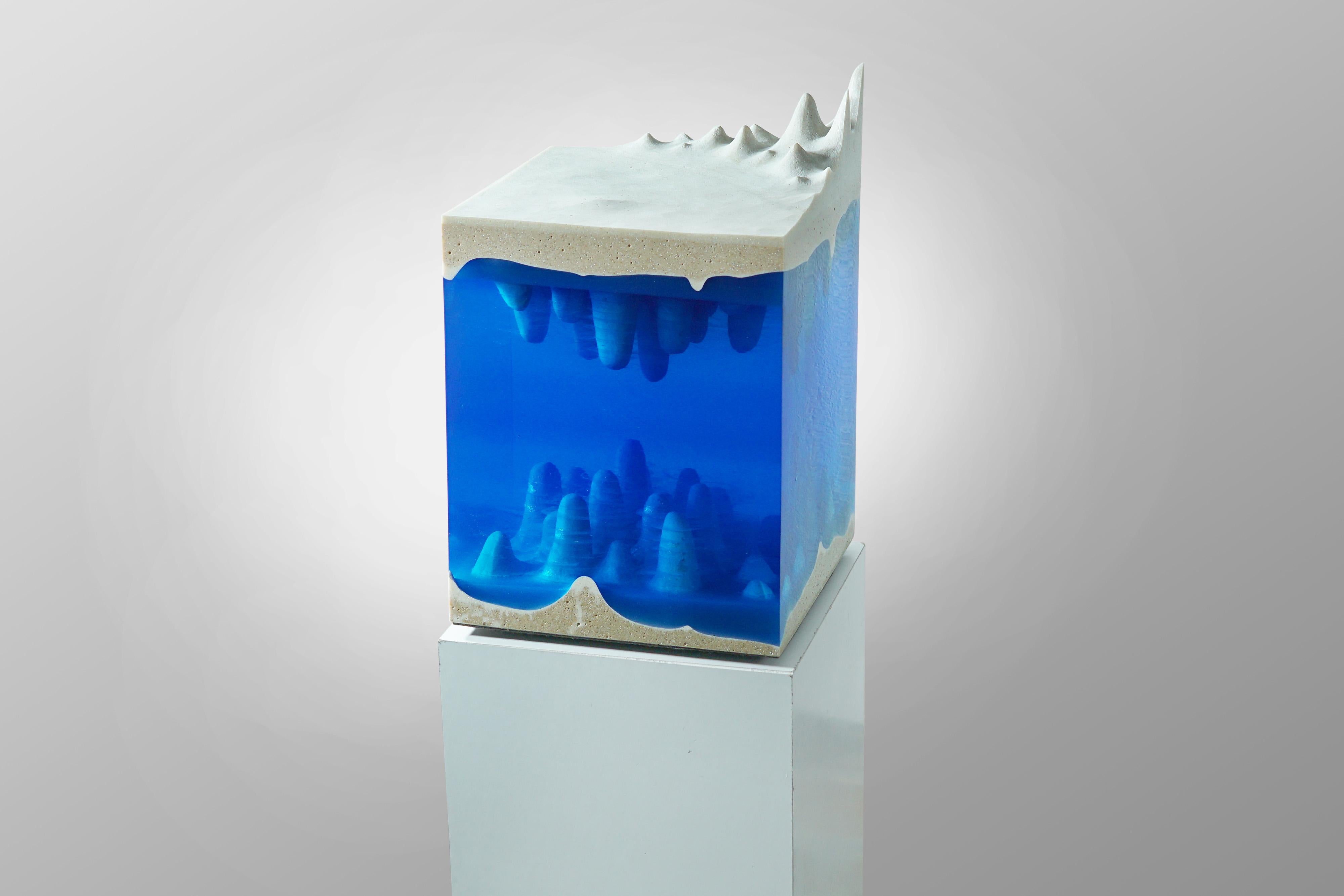 Modern Caverna Contemporary Sculpture, by Eduard Locota resin Acrylic Glass & Marble For Sale