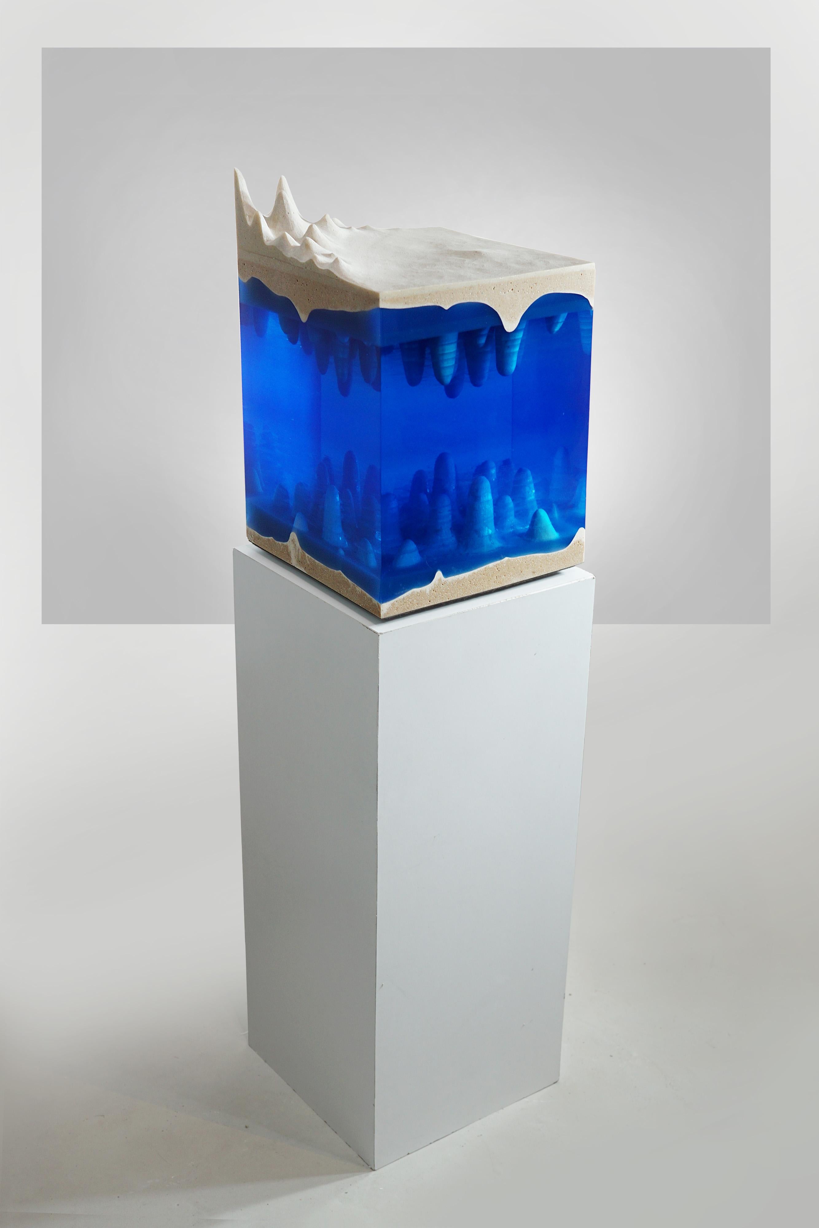Caverna Contemporary Sculpture, by Eduard Locota resin Acrylic Glass & Marble In New Condition For Sale In Timisoara, RO