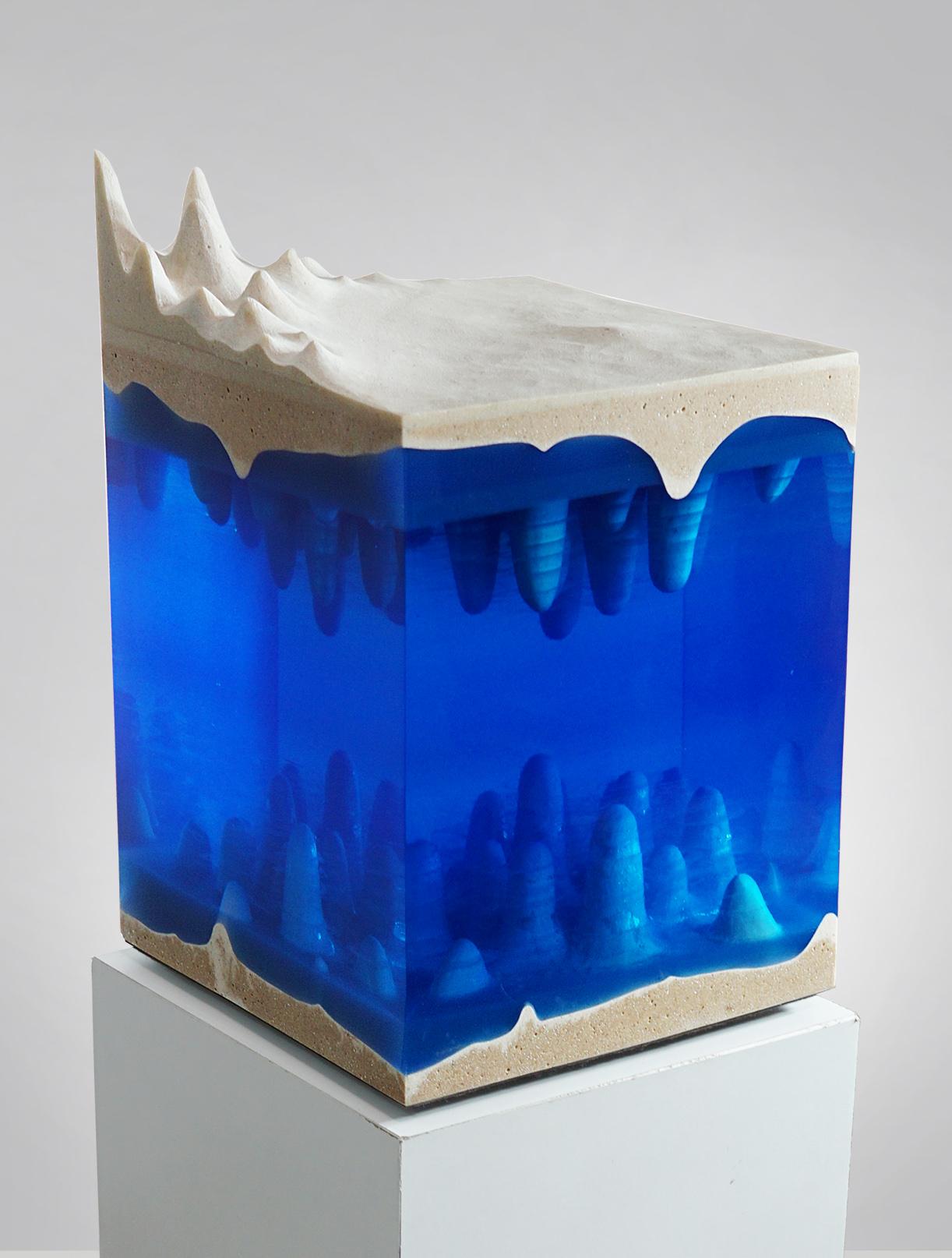Resin Caverna Contemporary Sculpture, by Eduard Locota resin Acrylic Glass & Marble For Sale
