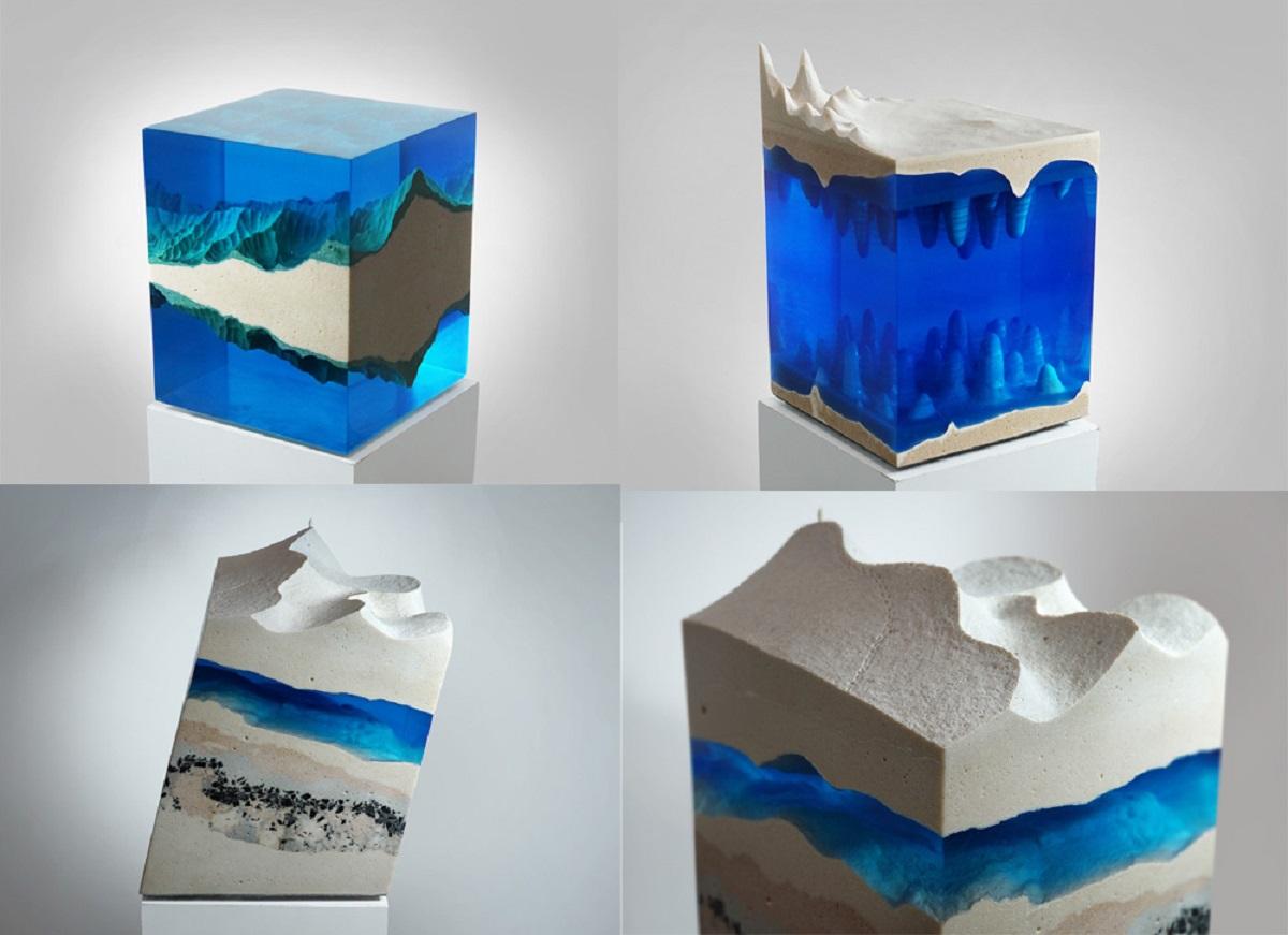 Caverna Contemporary Sculpture, by Eduard Locota resin Acrylic Glass & Marble For Sale 3