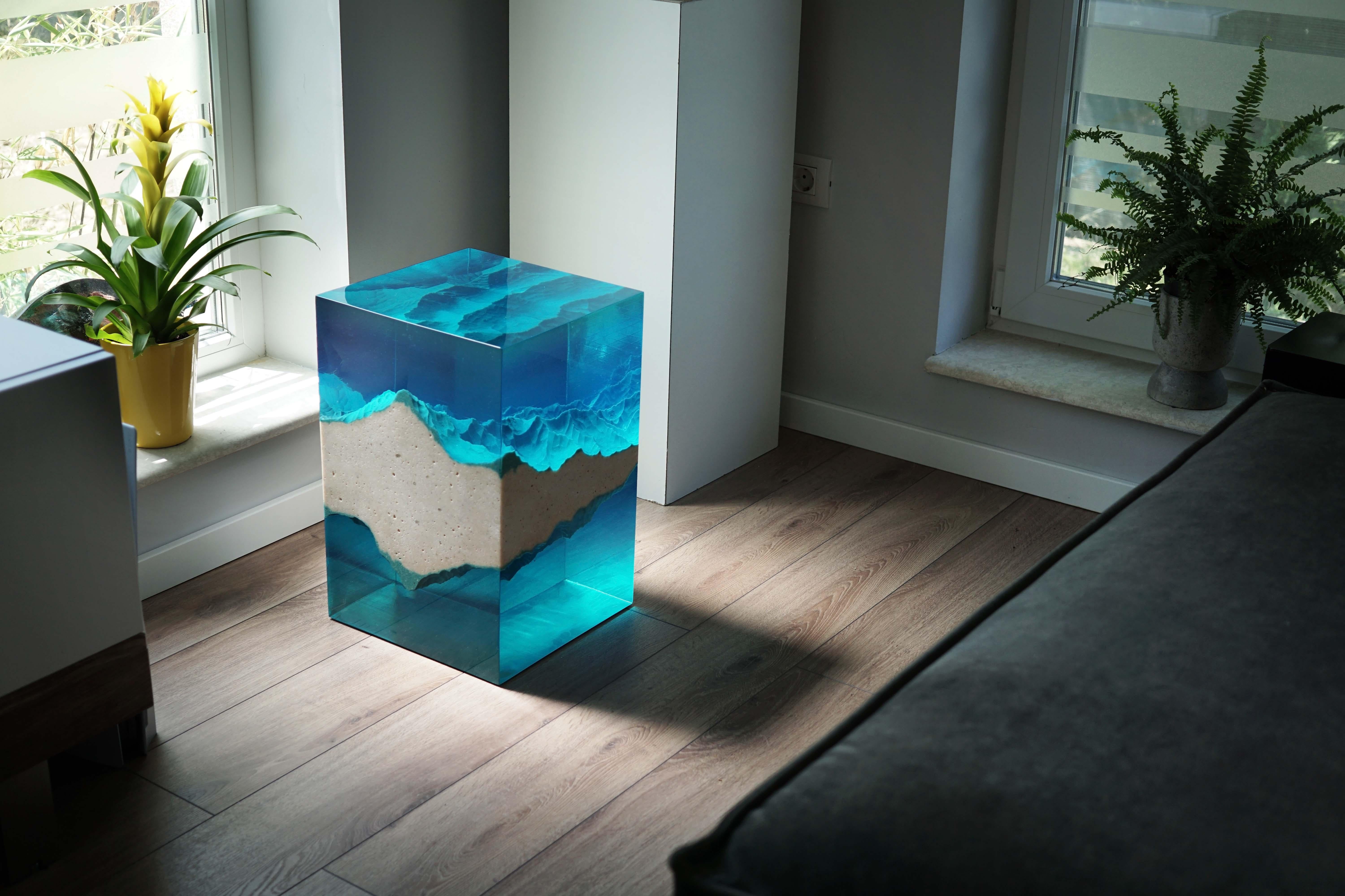 Caverna Contemporary Sculpture, by Eduard Locota resin Acrylic Glass & Marble For Sale 4