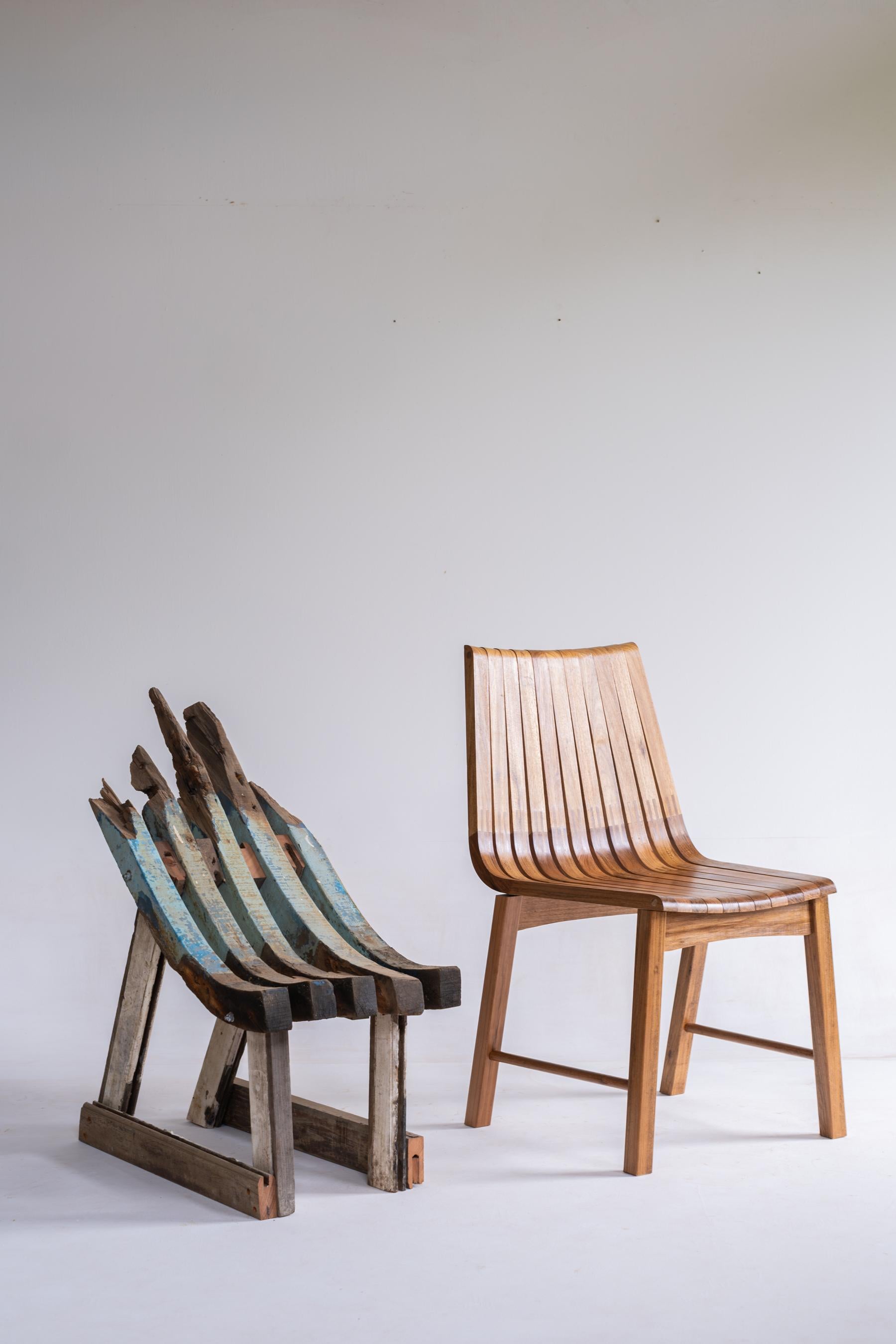 'Caverna' contemporary wooden dining chair by Brazilian Studio Knót Artesanal For Sale 13