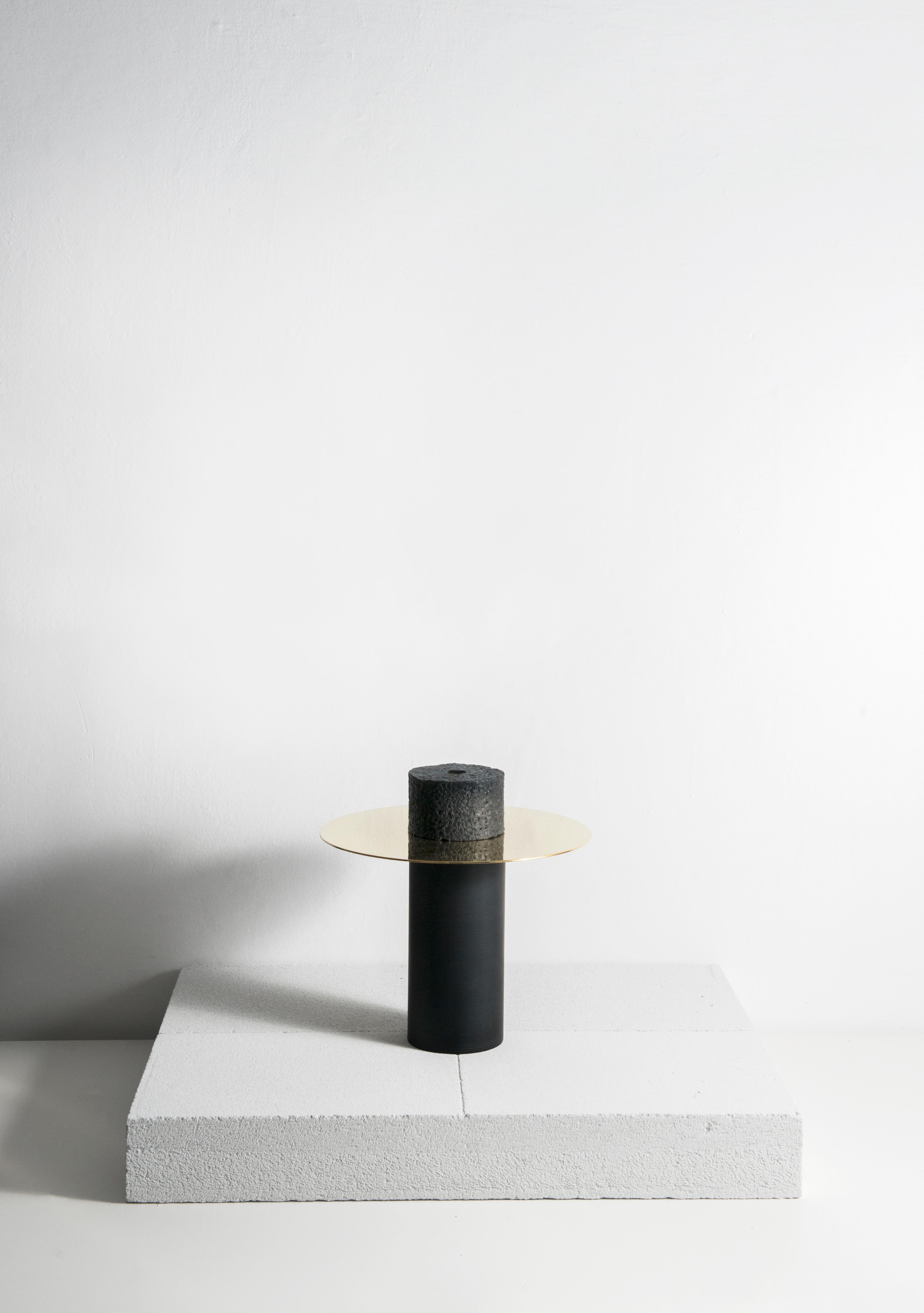 Contemporary Cavi N.1 Vase in Lavagna Stone or Ardesia and Polished Brass, Limited Edition For Sale