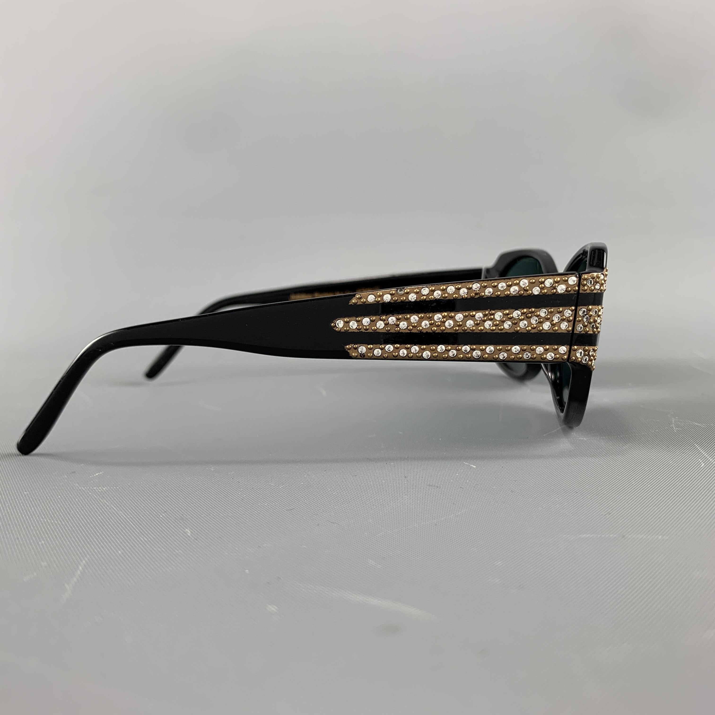 Women's CAVIAR Black & Gold Swarovski Crystal Studded Jubilee Series Sunglasses
