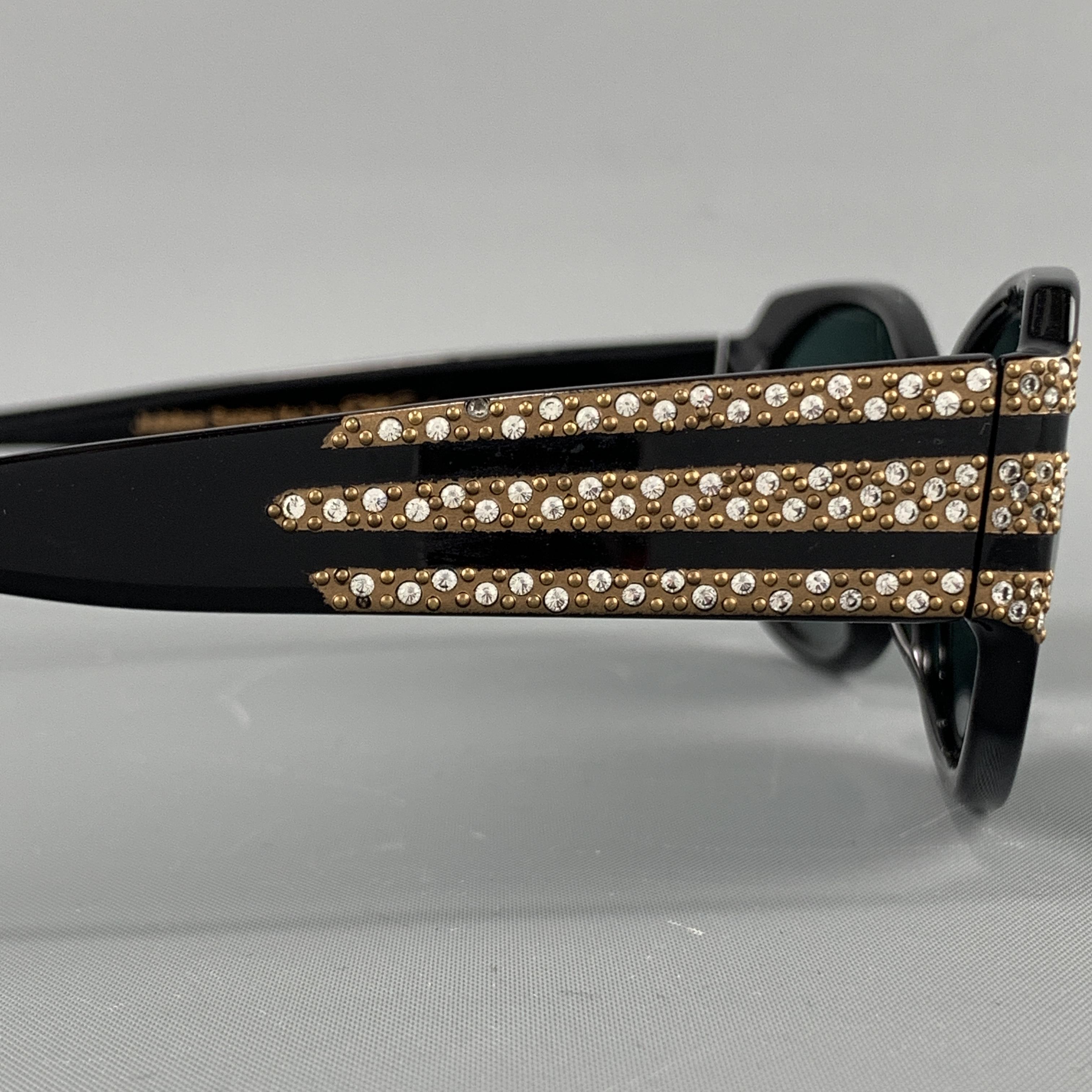 CAVIAR Black & Gold Swarovski Crystal Studded Jubilee Series Sunglasses 1