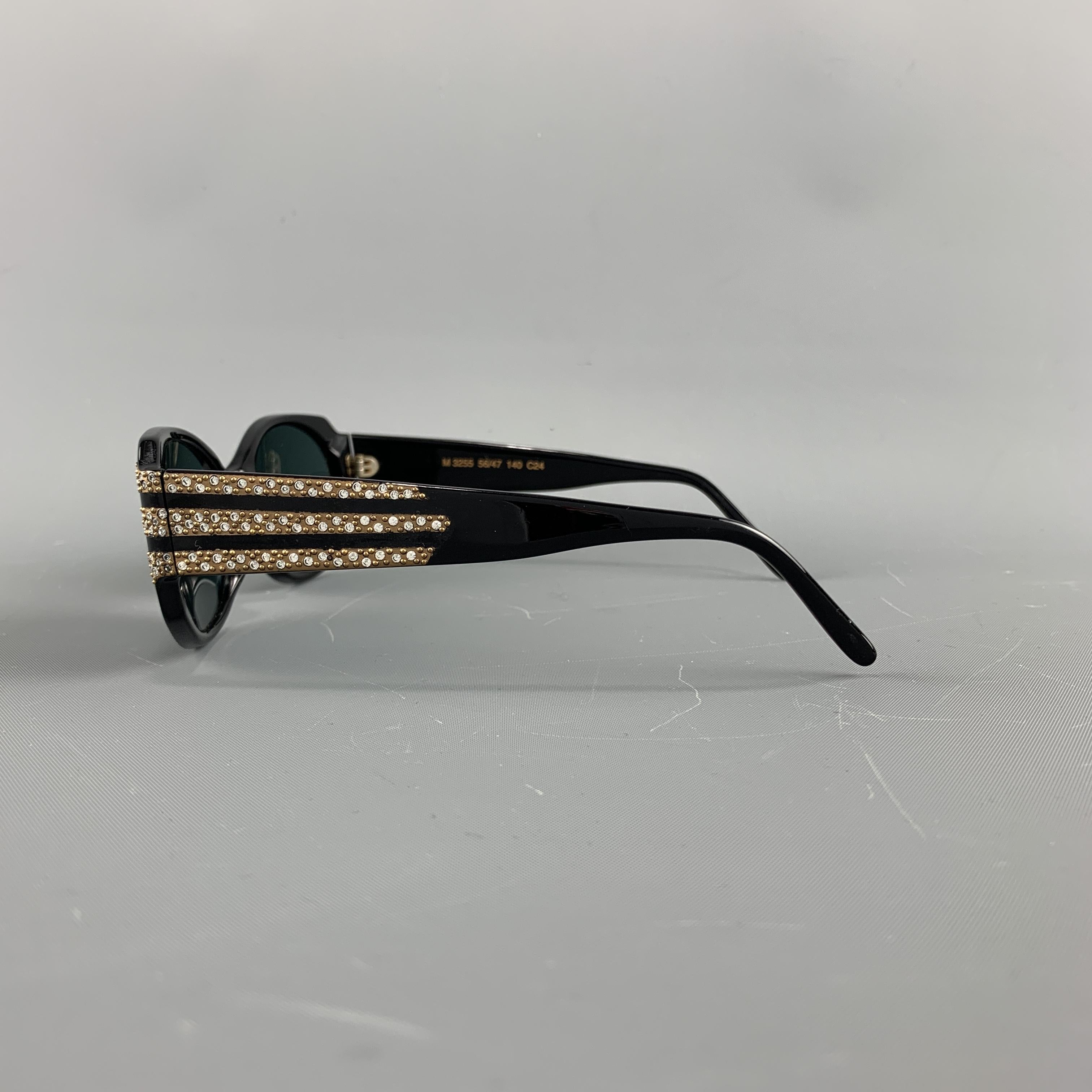 CAVIAR Black & Gold Swarovski Crystal Studded Jubilee Series Sunglasses 2