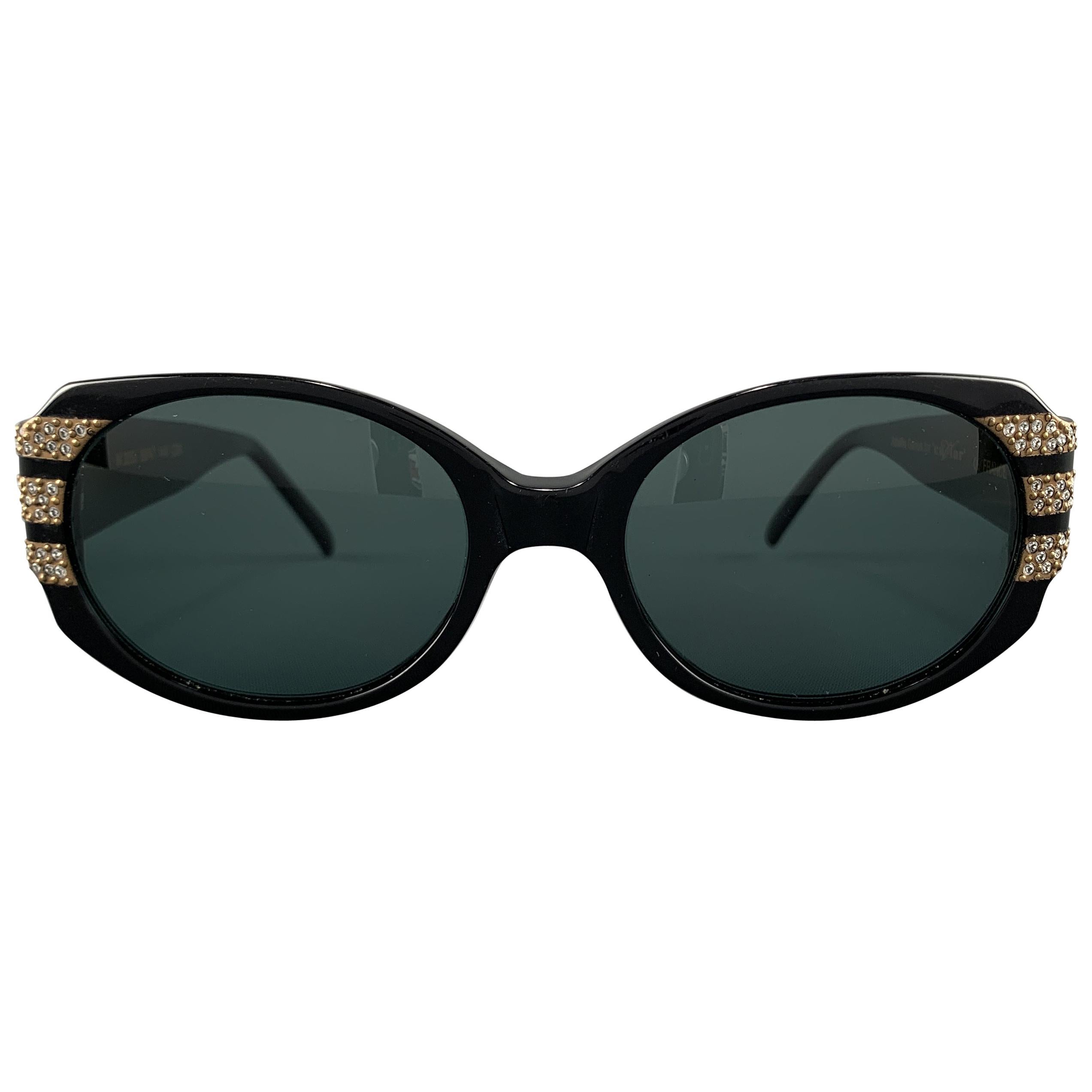 CAVIAR Black & Gold Swarovski Crystal Studded Jubilee Series Sunglasses