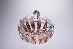 Caviar Bowl Crystal and Bronze Covered with Pink Gold