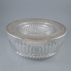 Bol caviar en cristal et plaque d'argent