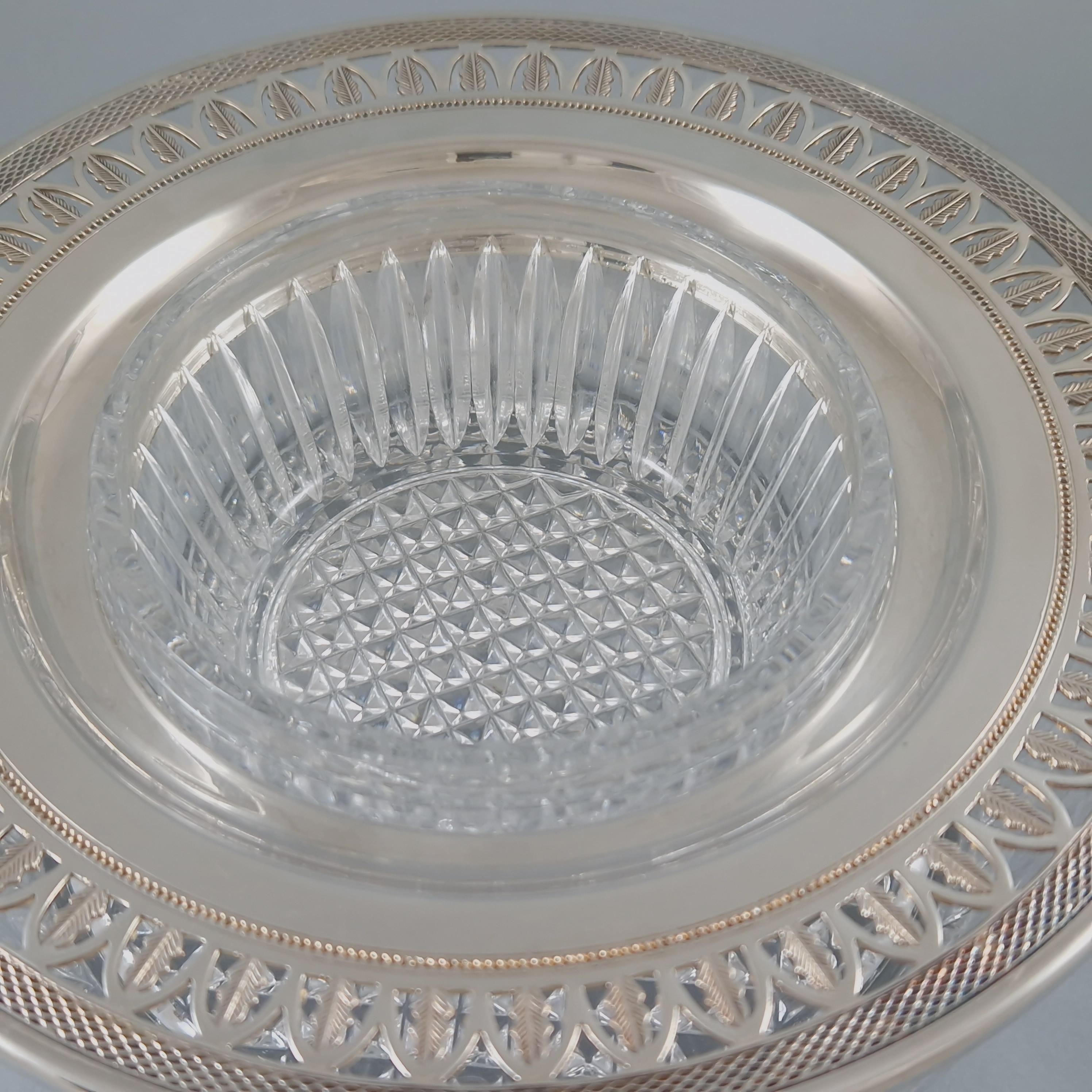 Caviar Bowl in Crystal and Silver Plate In Excellent Condition In Saint-Ouen, FR