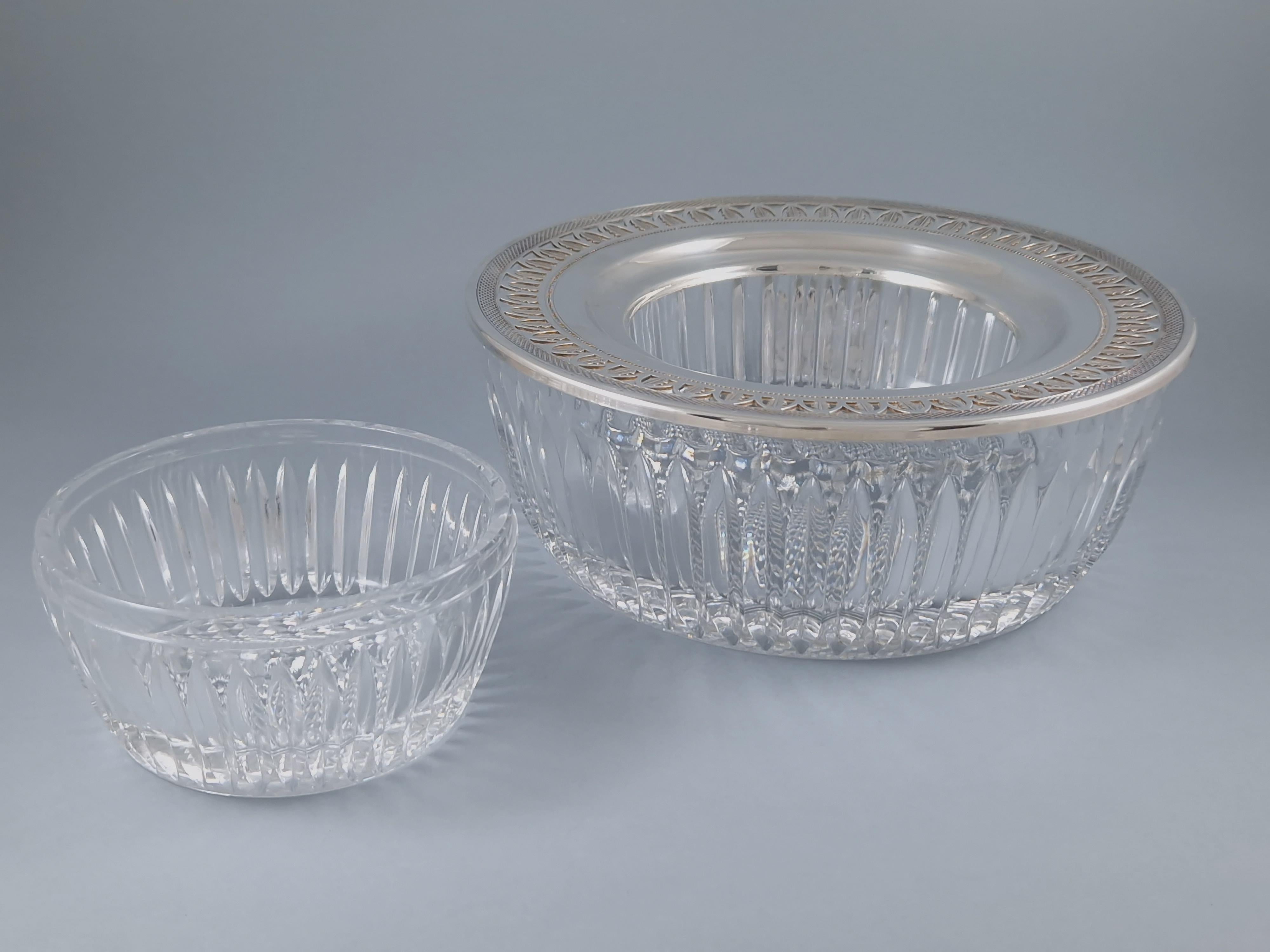 Mid-20th Century Caviar Bowl in Crystal and Silver Plate