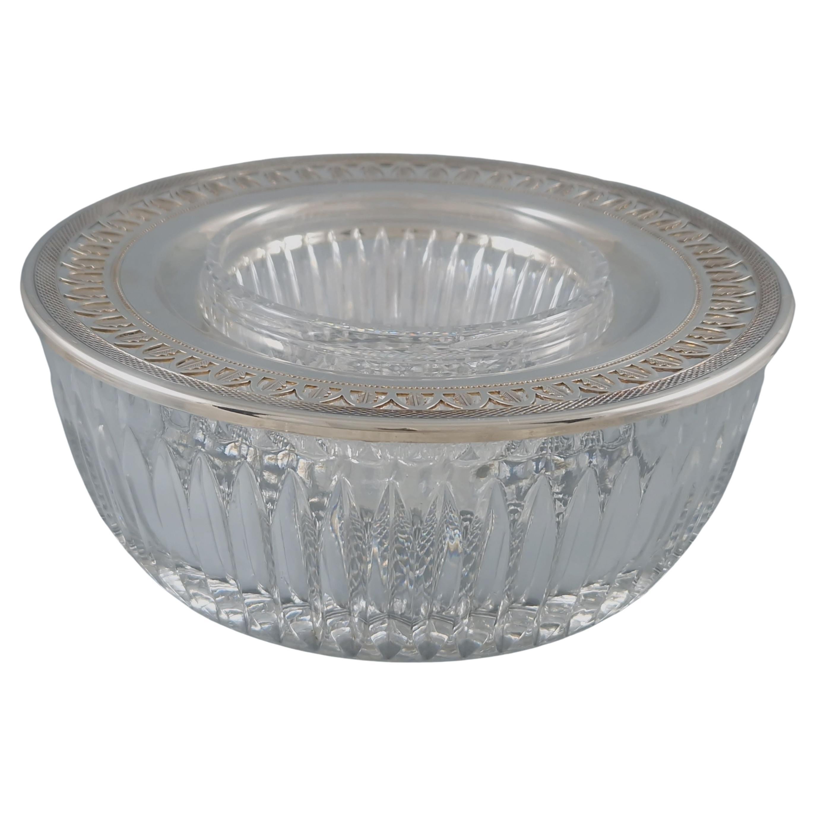 Caviar Bowl in Crystal and Silver Plate