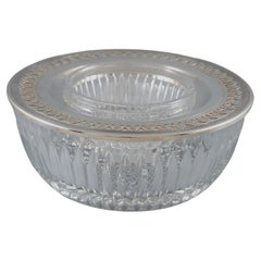Vintage Caviar Bowl in Crystal and Silver Plate