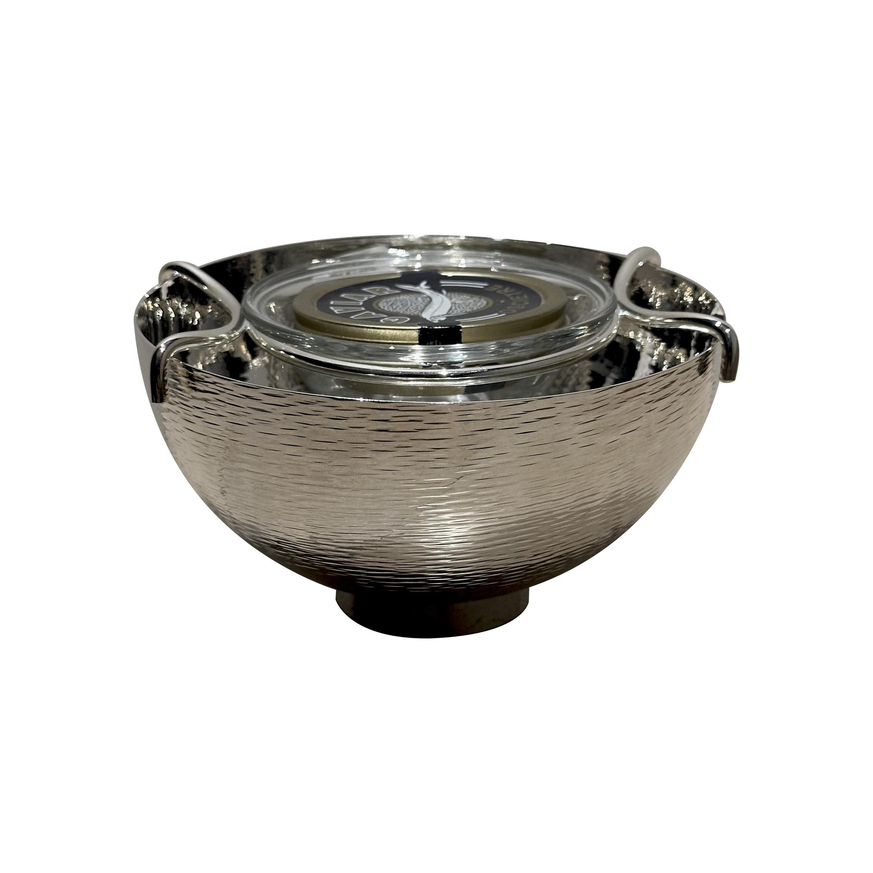 Cuenco para caviar, plateado - vaso de cristal Italiano en venta