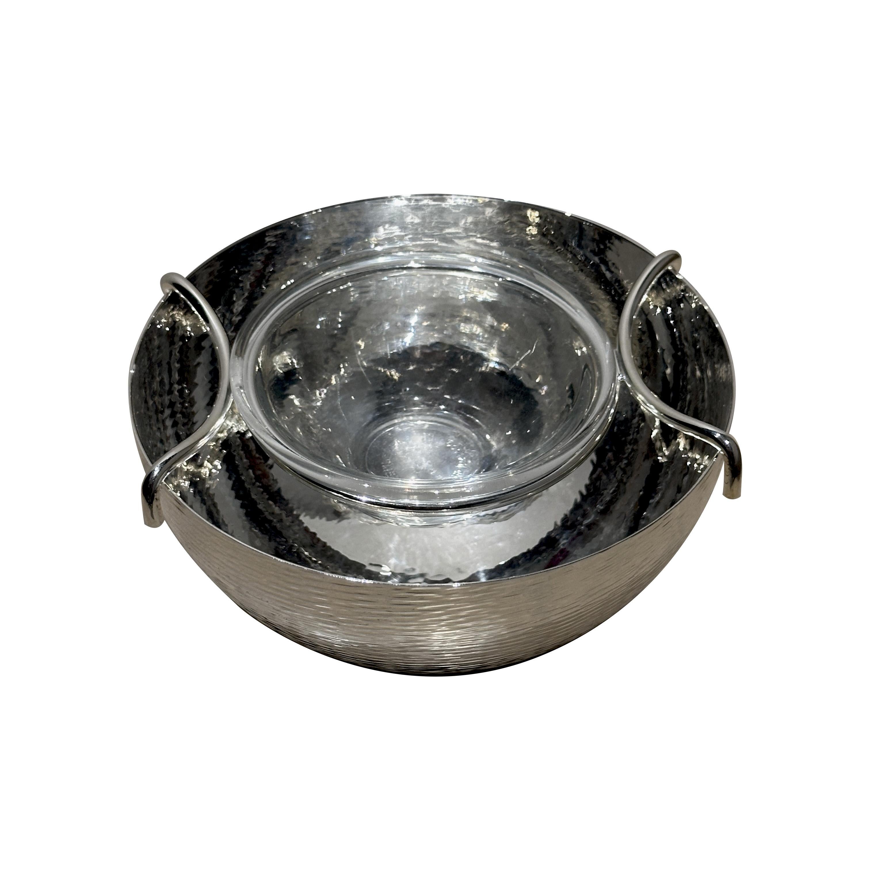 Cuenco para caviar, plateado - vaso de cristal en Nuevo estado para la venta en Paris, FR
