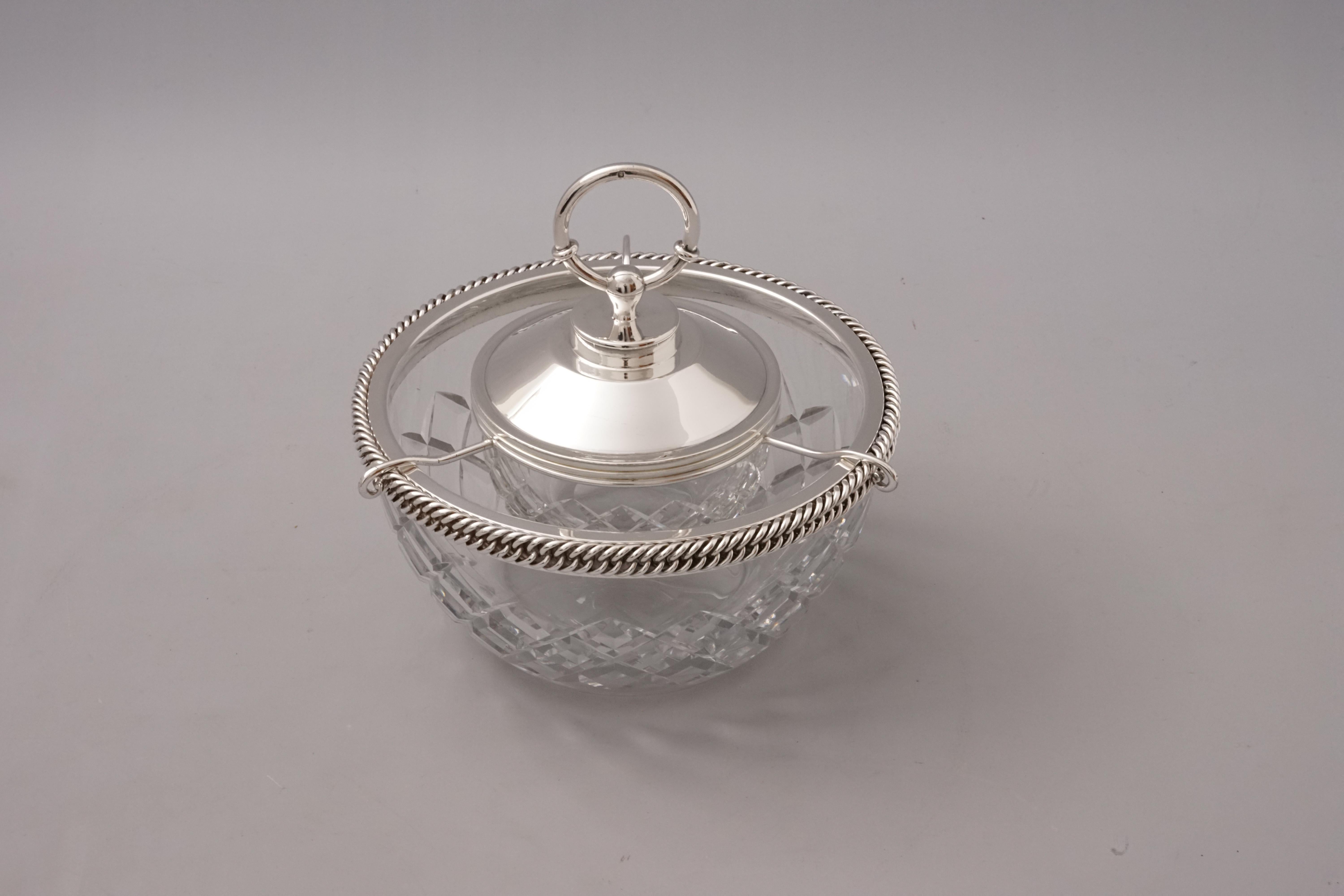 French Caviar Dish in Crystal and 925 Silver by Hermès Paris