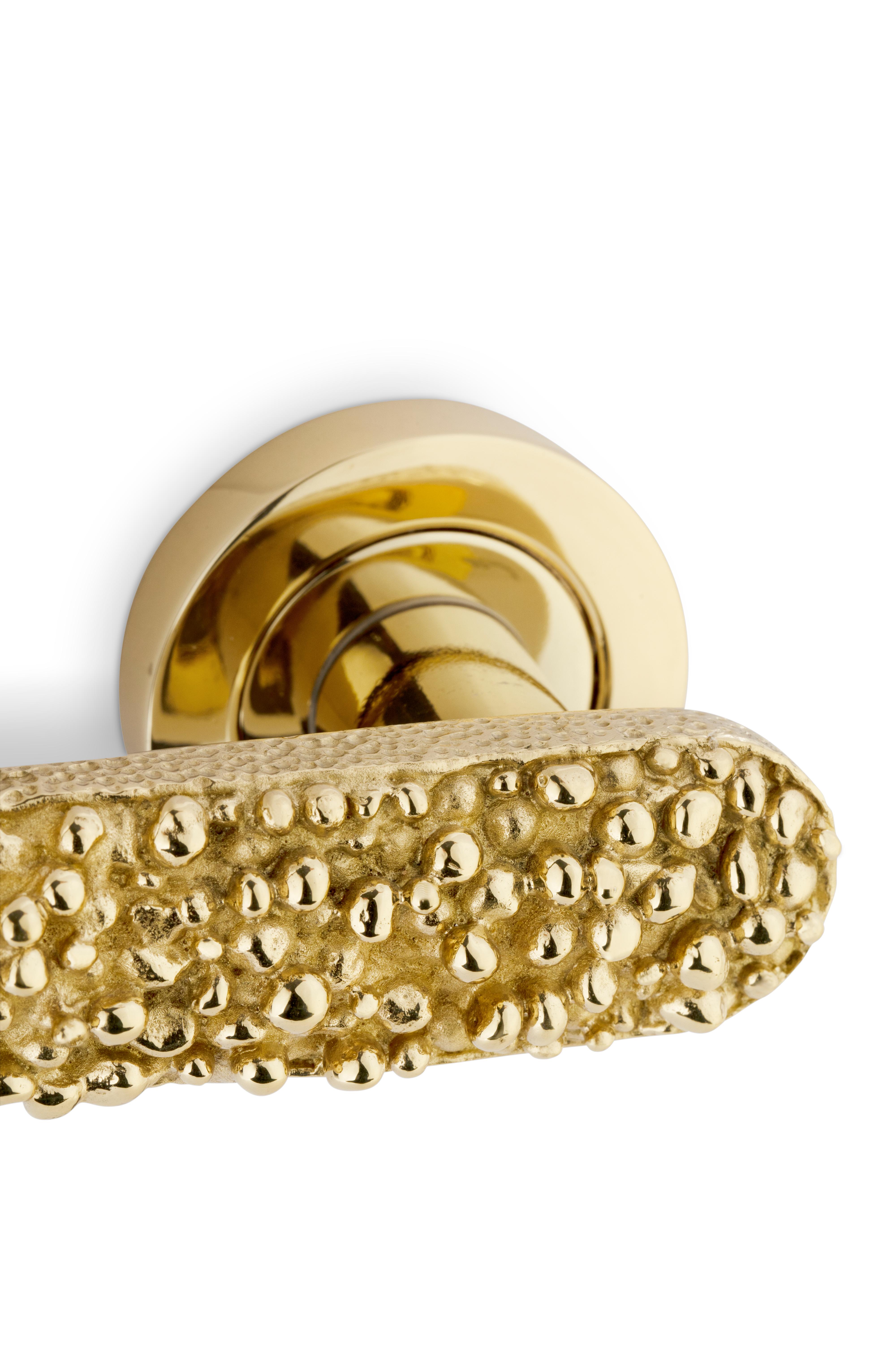 Brushed Caviar Door Lever - Handcrafted Polished Brass - PullCast For Sale