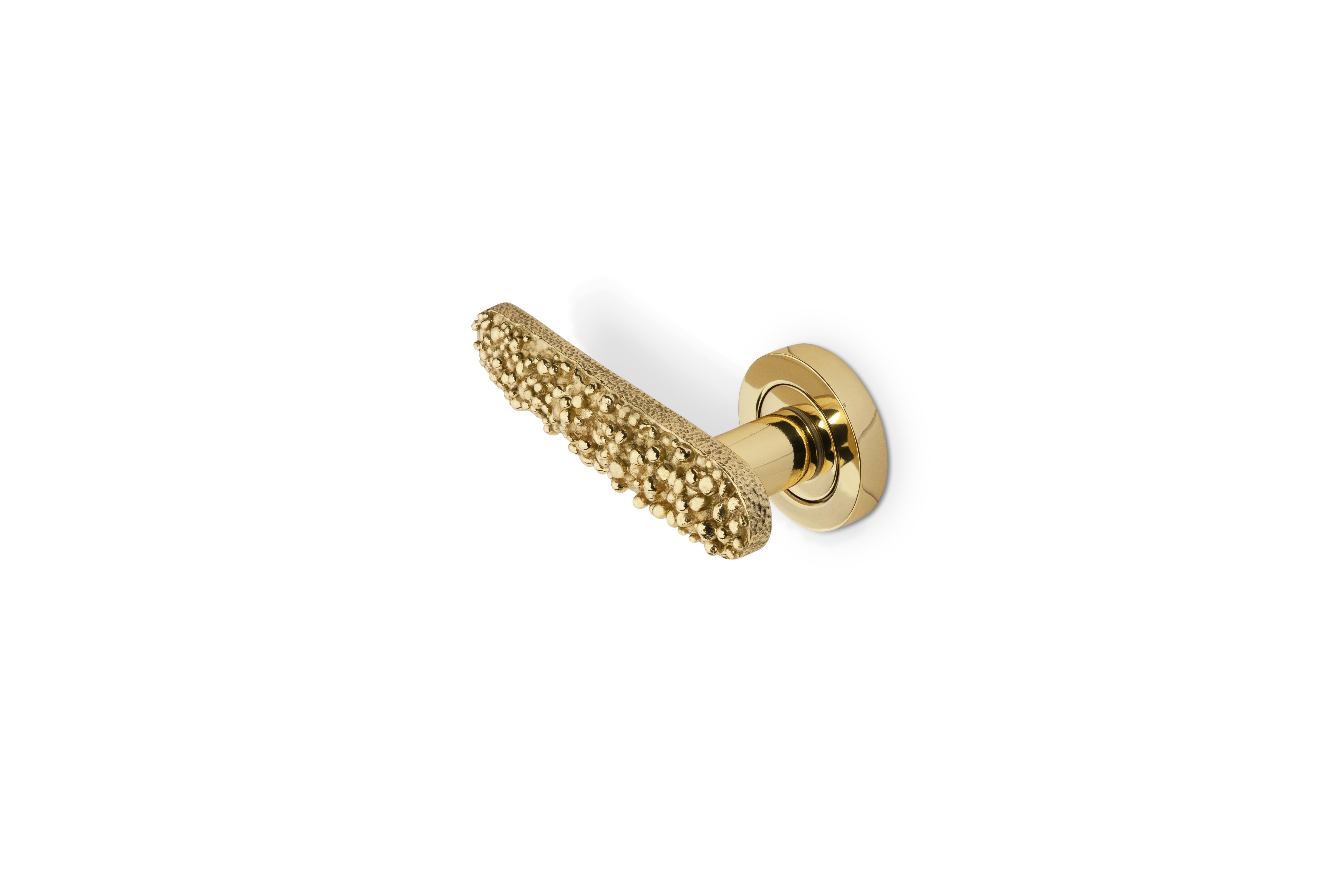 Caviar Door Lever - Handcrafted Polished Brass - PullCast In New Condition For Sale In Rio Tinto, PT