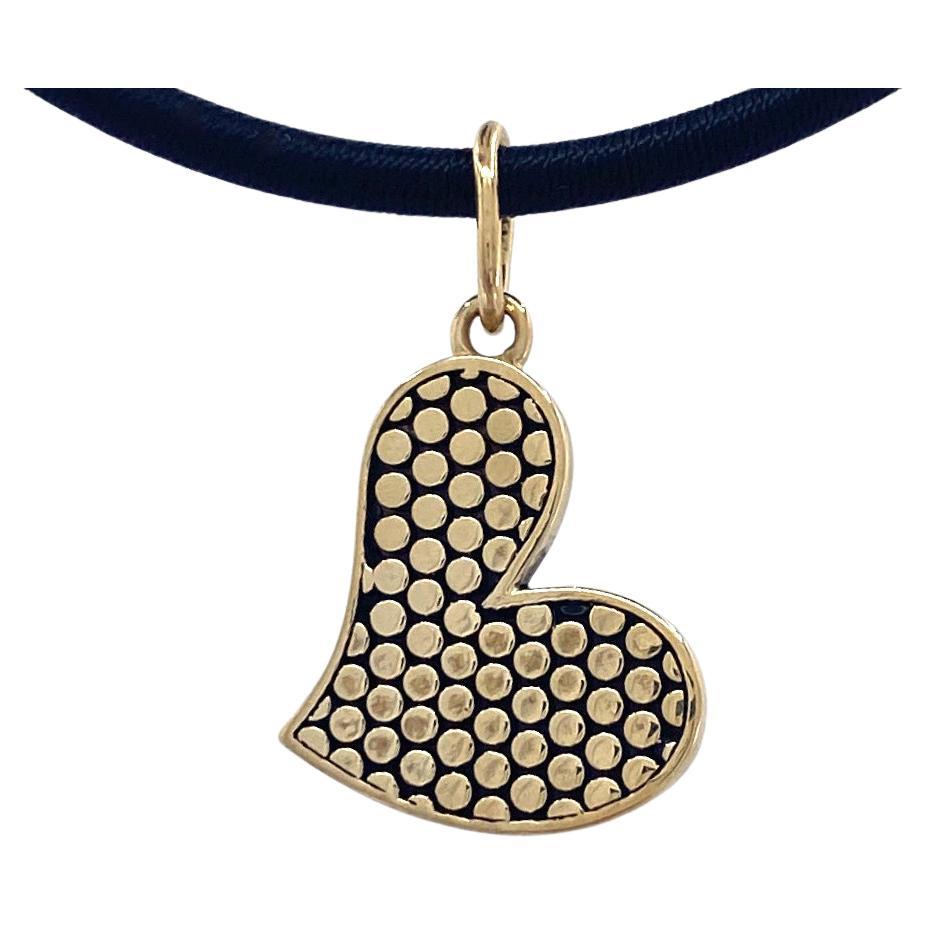 "Caviar Heart" Freeform Heart Pendant or Fob in 18 Karat Yellow Gold For Sale