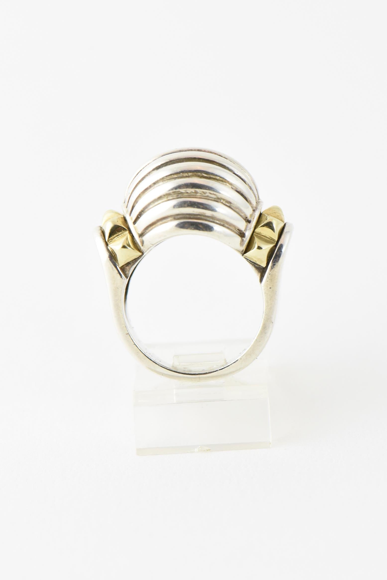 gold and silver dome ring
