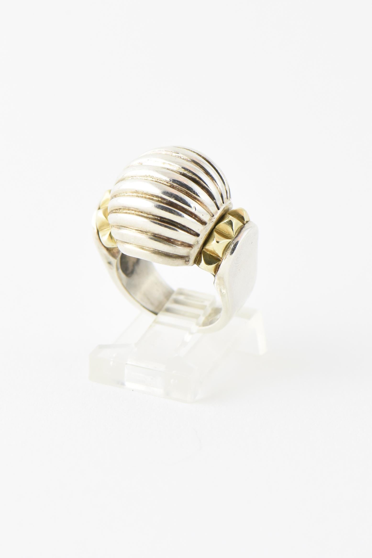 Caviar Lagos Sterling Silver and Gold Dome Ring 2