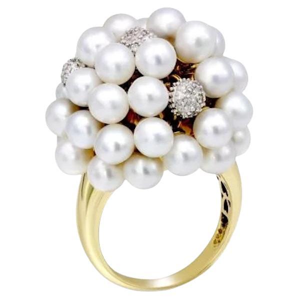 Caviar Pearl Diamond Yellow 18K Gold Ring For Her