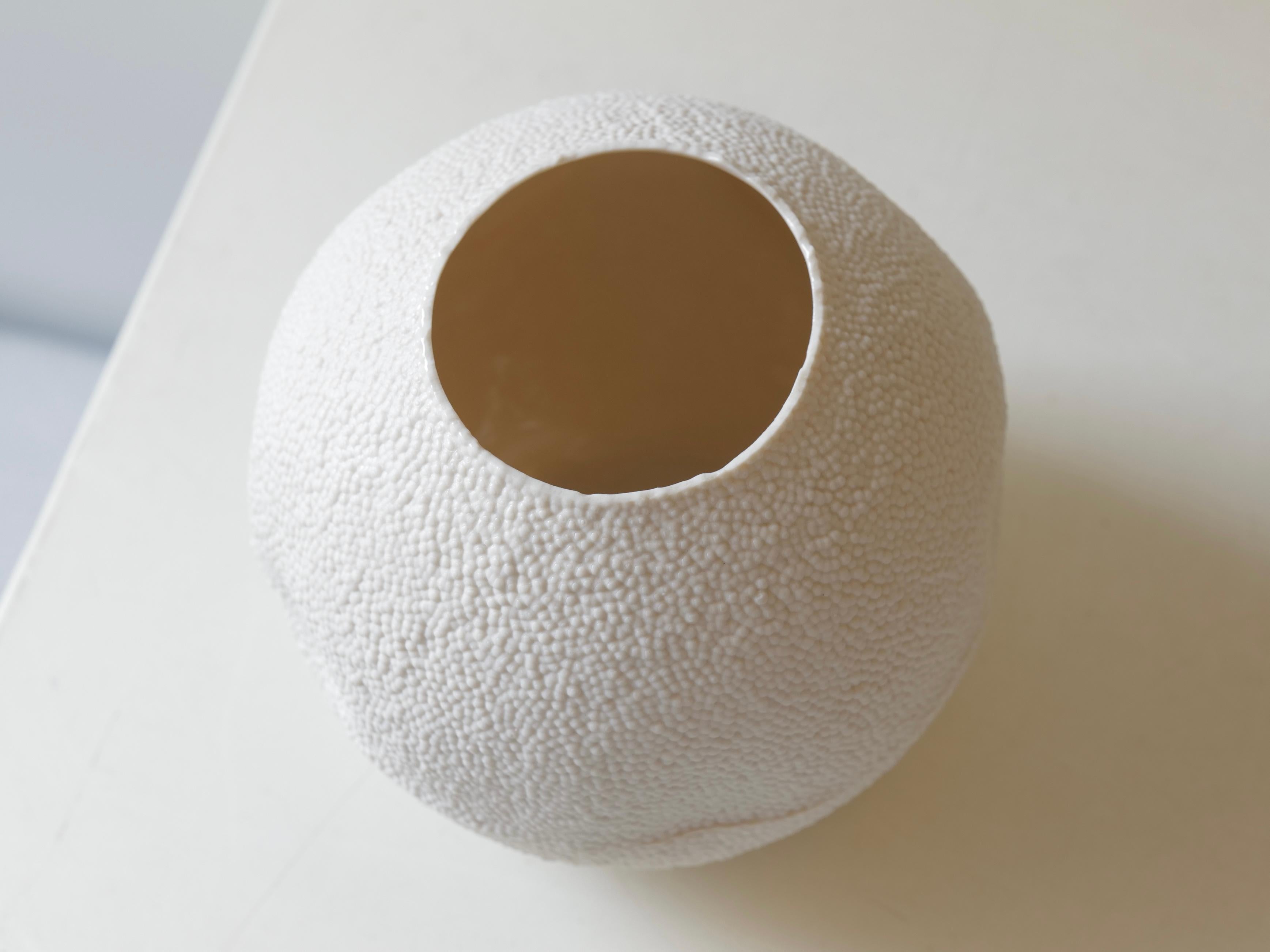 Contemporary Caviar Porcelain Large Globe Vase in raw porcelain For Sale
