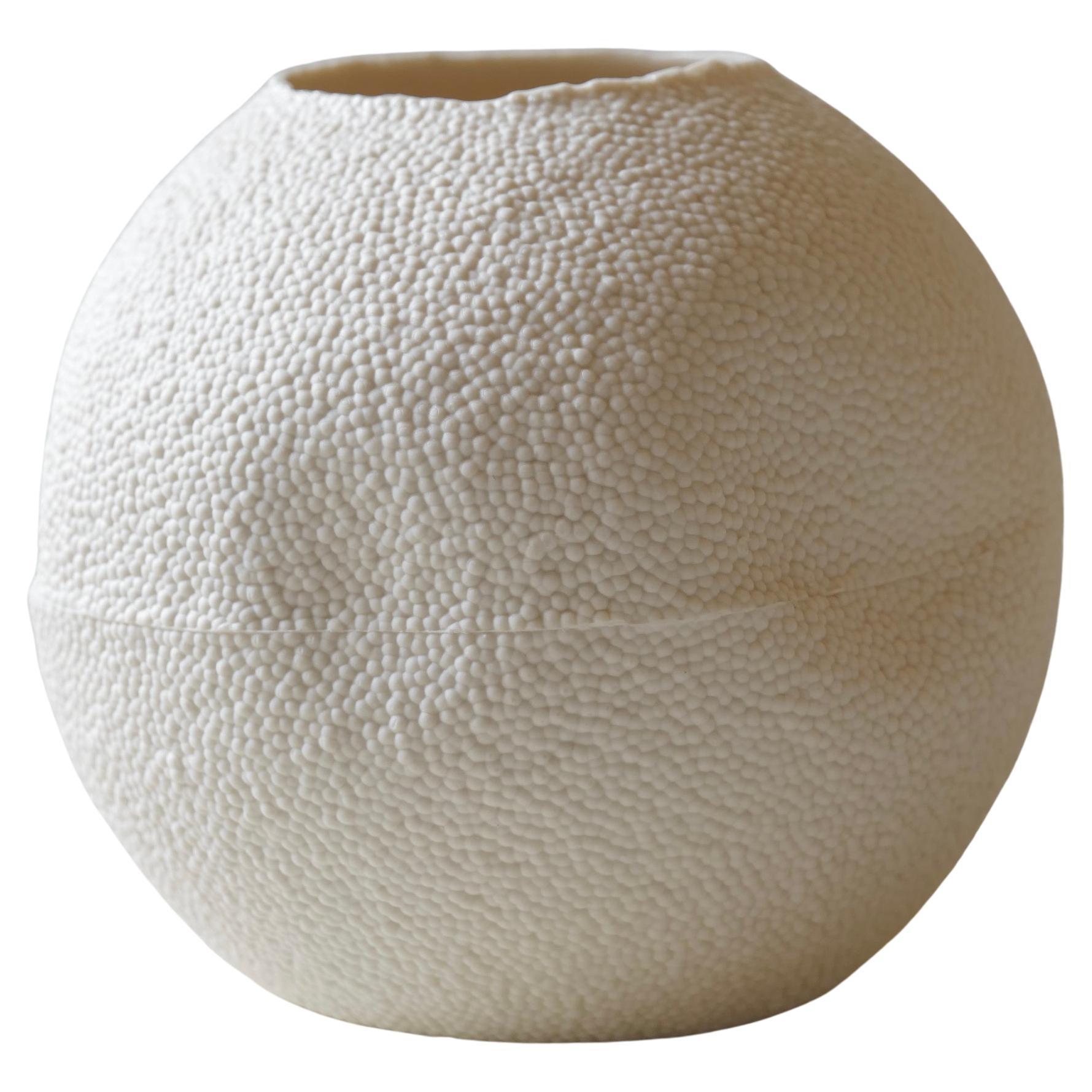 Caviar Porcelain Large Globe Vase in raw porcelain