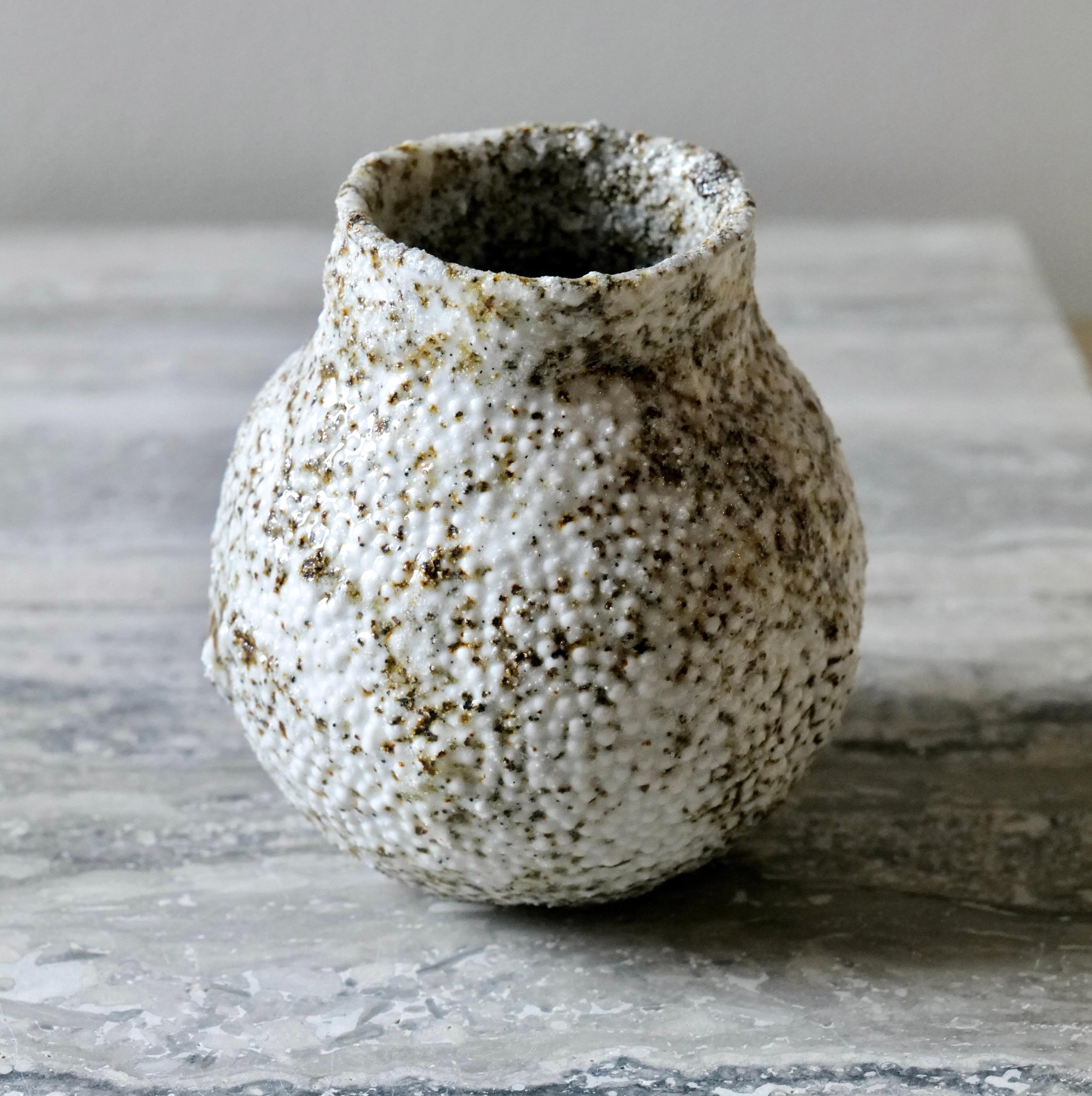 Caviar Porcelain Small Vase Transparent Glaze with Local Sand In New Condition For Sale In New York City, NY