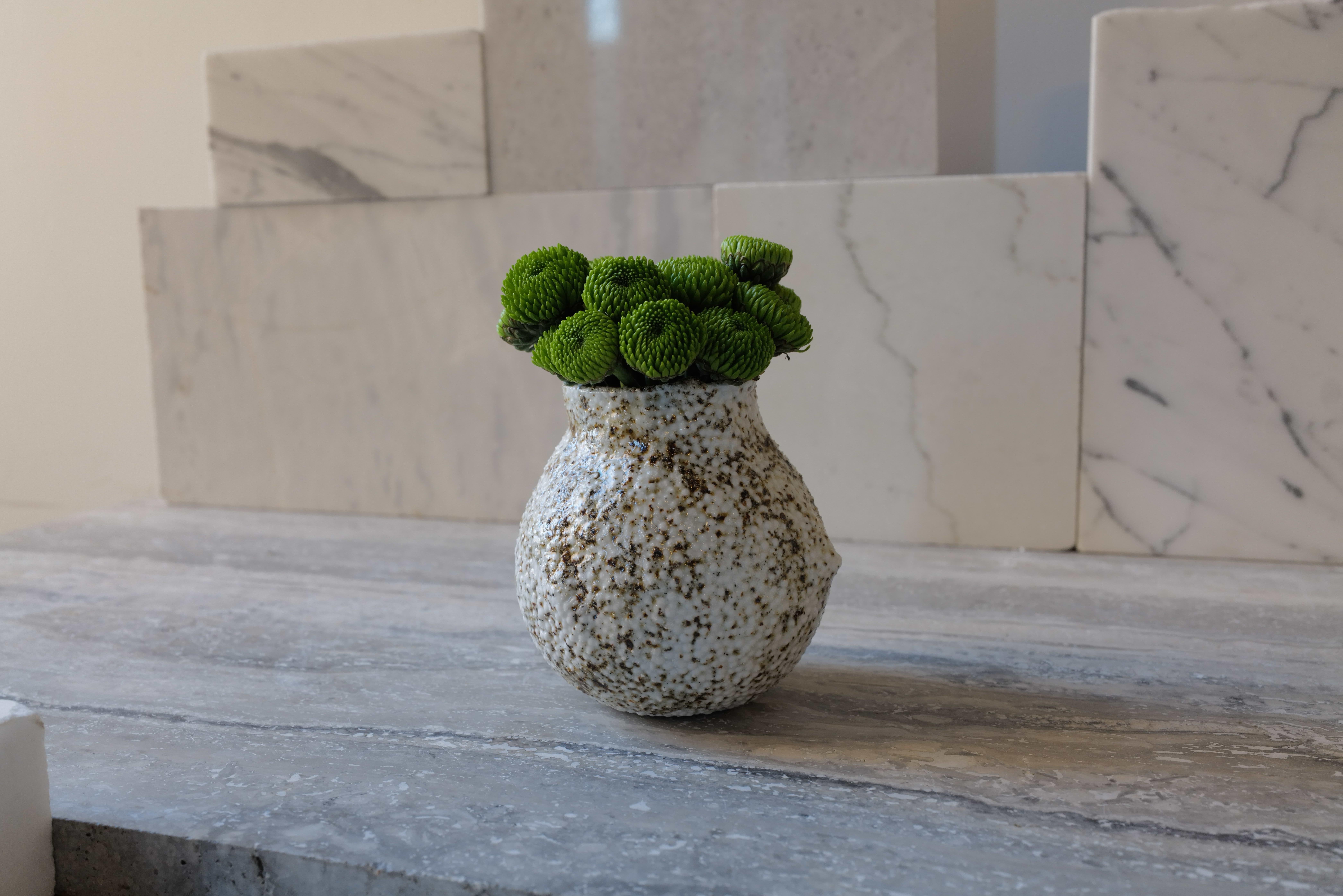 Caviar Porcelain Small Vase Transparent Glaze with Local Sand For Sale 1