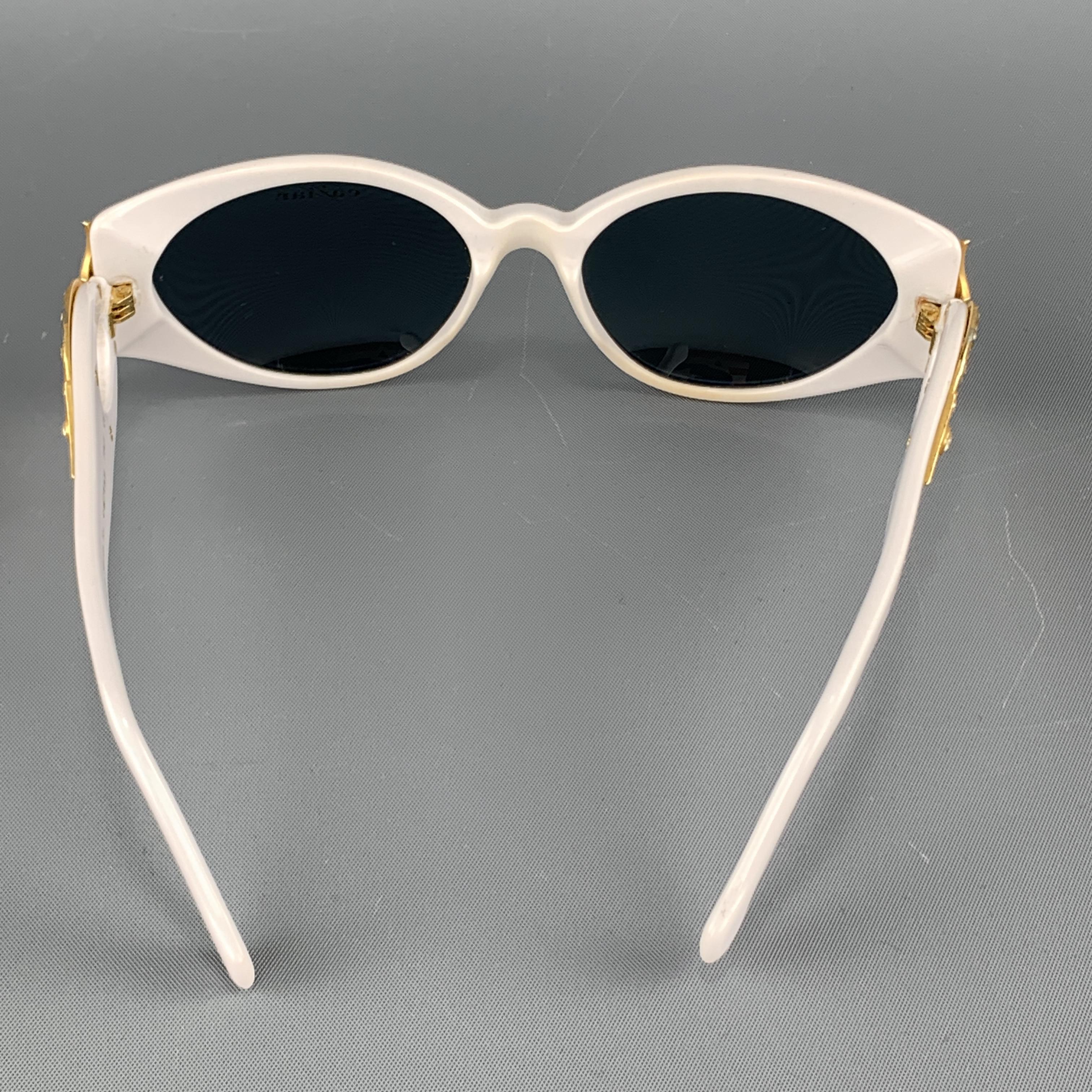 Women's CAVIAR White & Gold Tone Metal Swarovsi Crystal Sunglasses