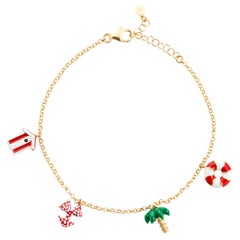 Anklet with St.Barths summer charms, 925 sterling silver and enamel