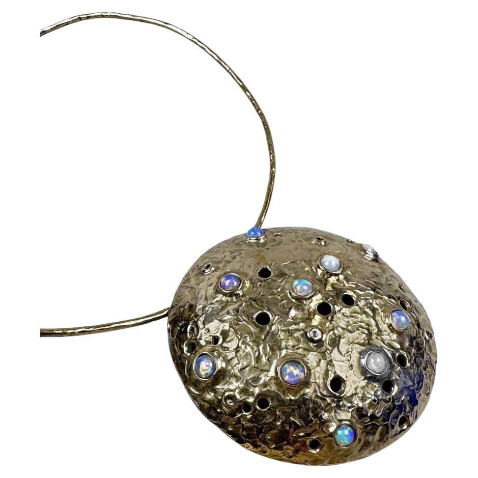 Collana Cavo Perforato con Opali in Bronzo di Lo Studiolo Genève in vendita