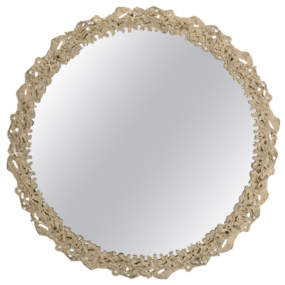 Modern Cay Mirror in Matte Casted Brass by Brabbu For Sale