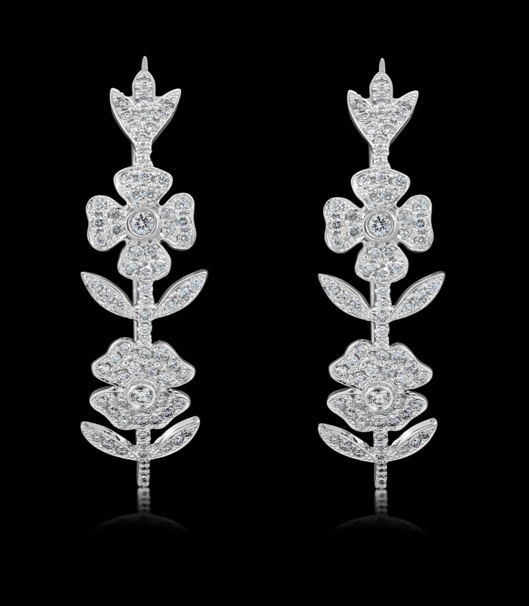 Cayen Collection Diamond Flower Hoops For Sale (Free Shipping) at 1stDibs
