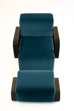 Cayenne Lounge Chair, Ming Velvet/High Gloss Varnish Walnut