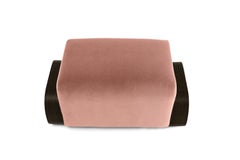 Cayenne Ottoman, Cameo Velvet/ High Gloss Varnish Walnut