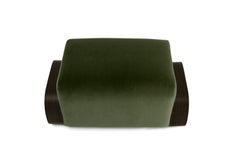 Cayenne Ottoman, Evergreen Velvet/ High Gloss Varnish Walnut
