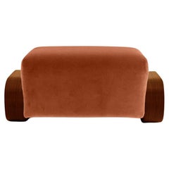 Pouf Cayenne, velours Marmelade/vernis Marmelade marron massif en chêne massif