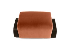 Cayenne Ottoman, Marmelade Velvet/ High Gloss Varnish Walnut