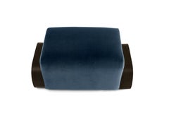 Cayenne Ottoman, Ocean Velvet/ High Gloss Varnish Walnut
