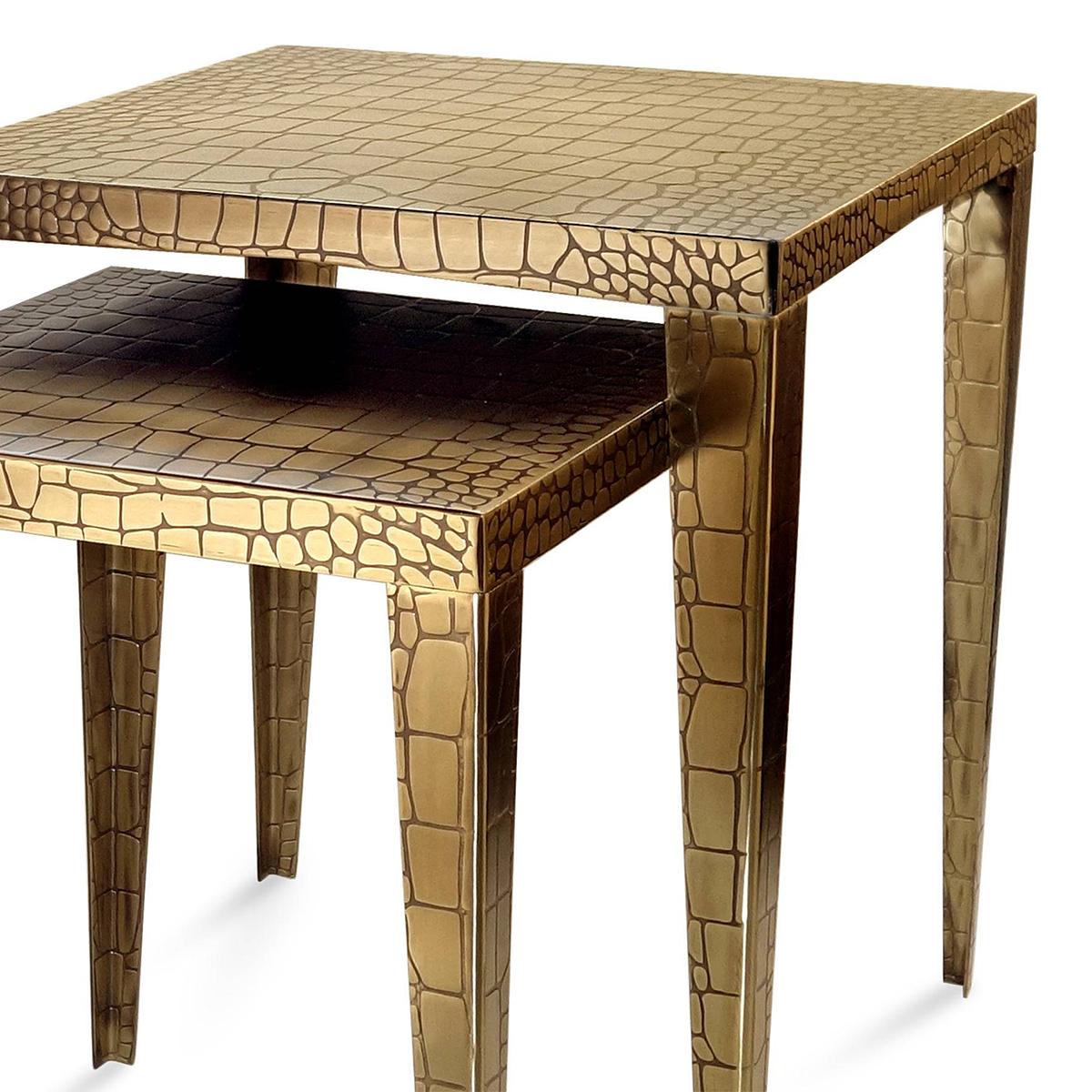 Portuguese Cayman Brass Set of 2 Side Table