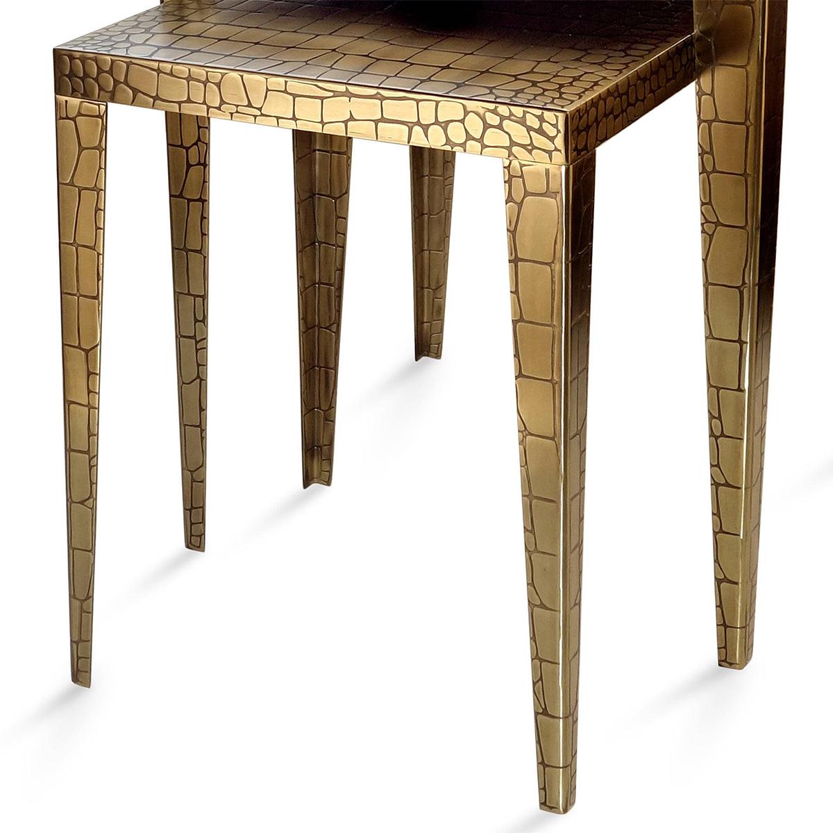 Hand-Crafted Cayman Brass Set of 2 Side Table