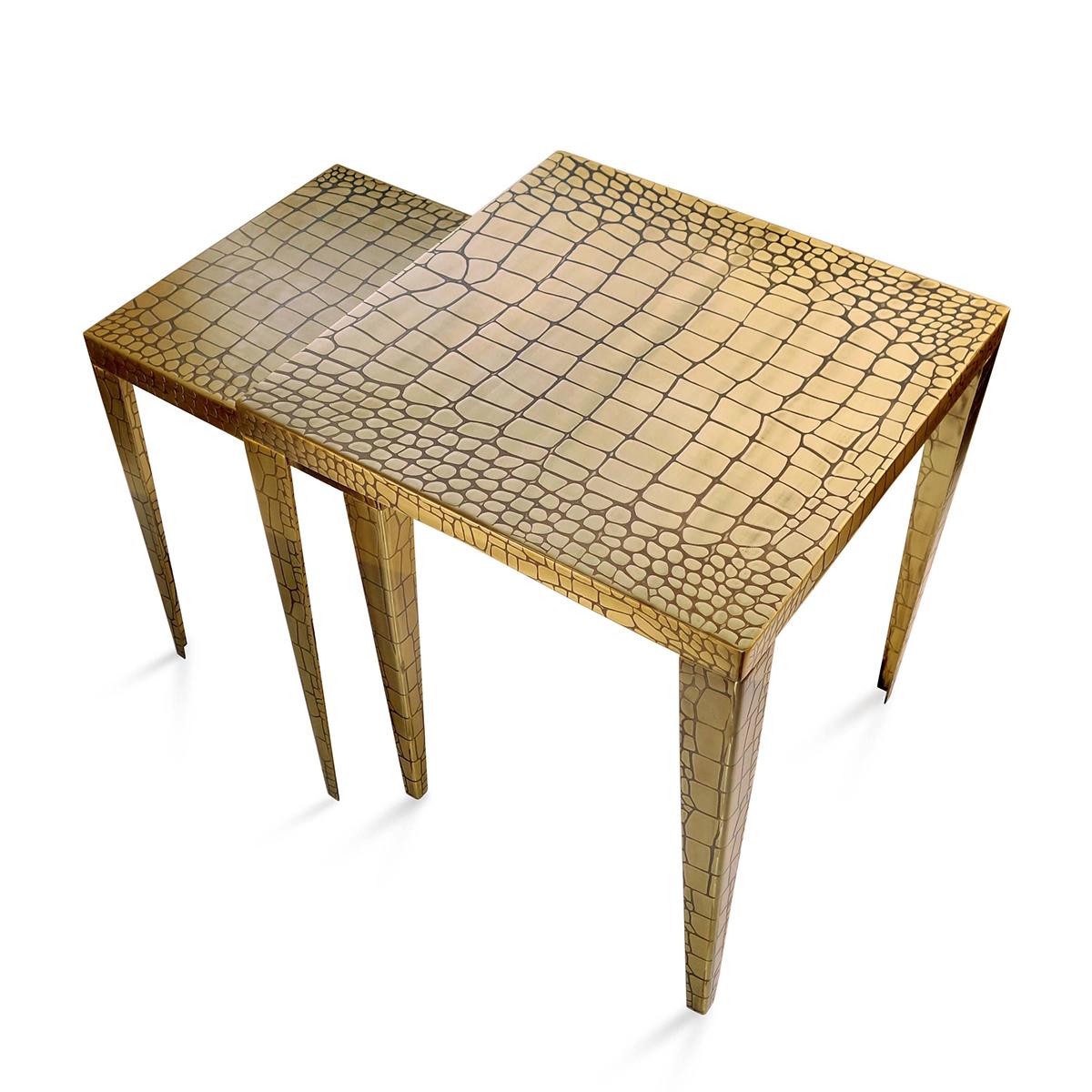 Cayman Brass Set of 2 Side Table In New Condition In Paris, FR