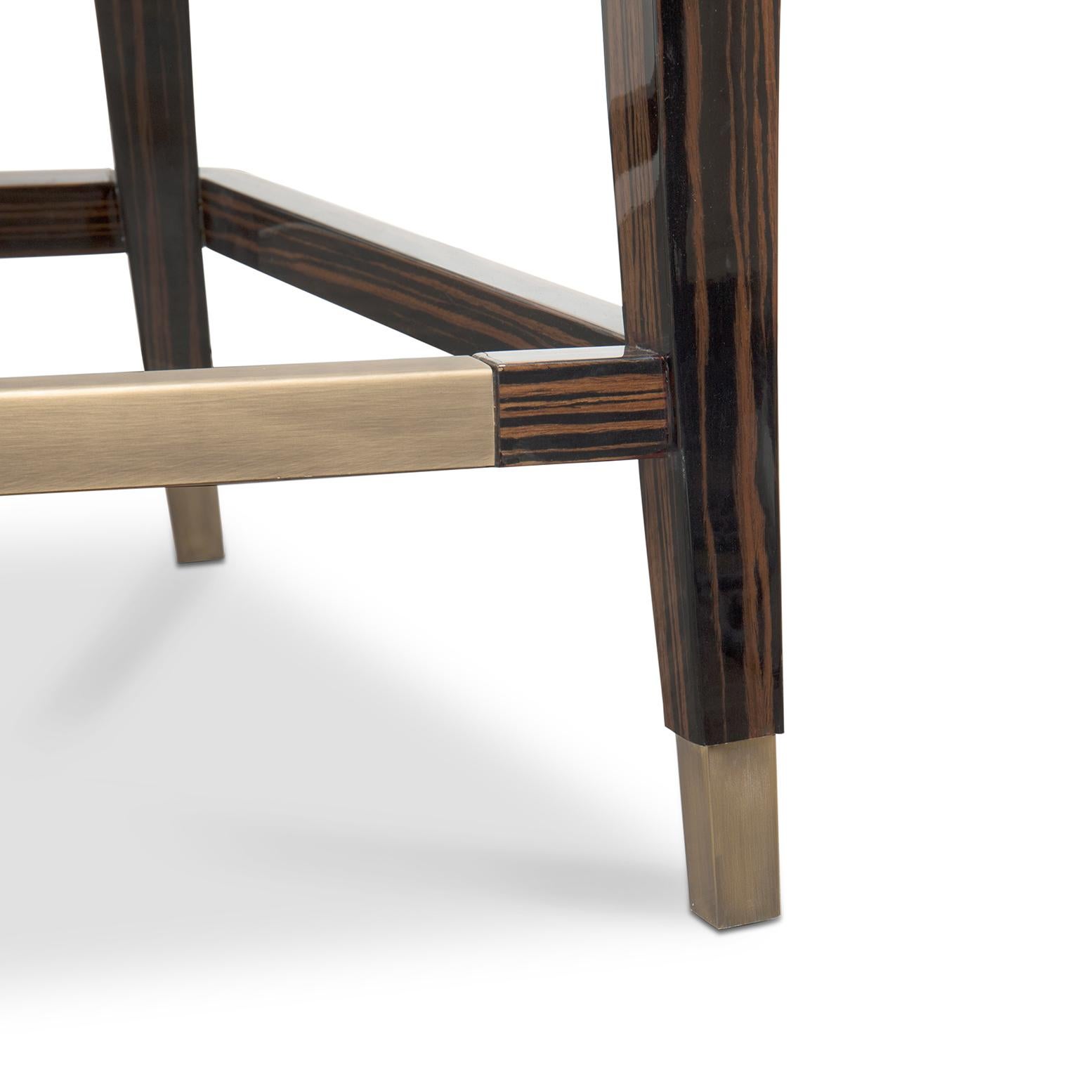 Cayo Counter Stool in Cotton Velvet with Wood & Brass Detail by Brabbu In New Condition For Sale In New York, NY