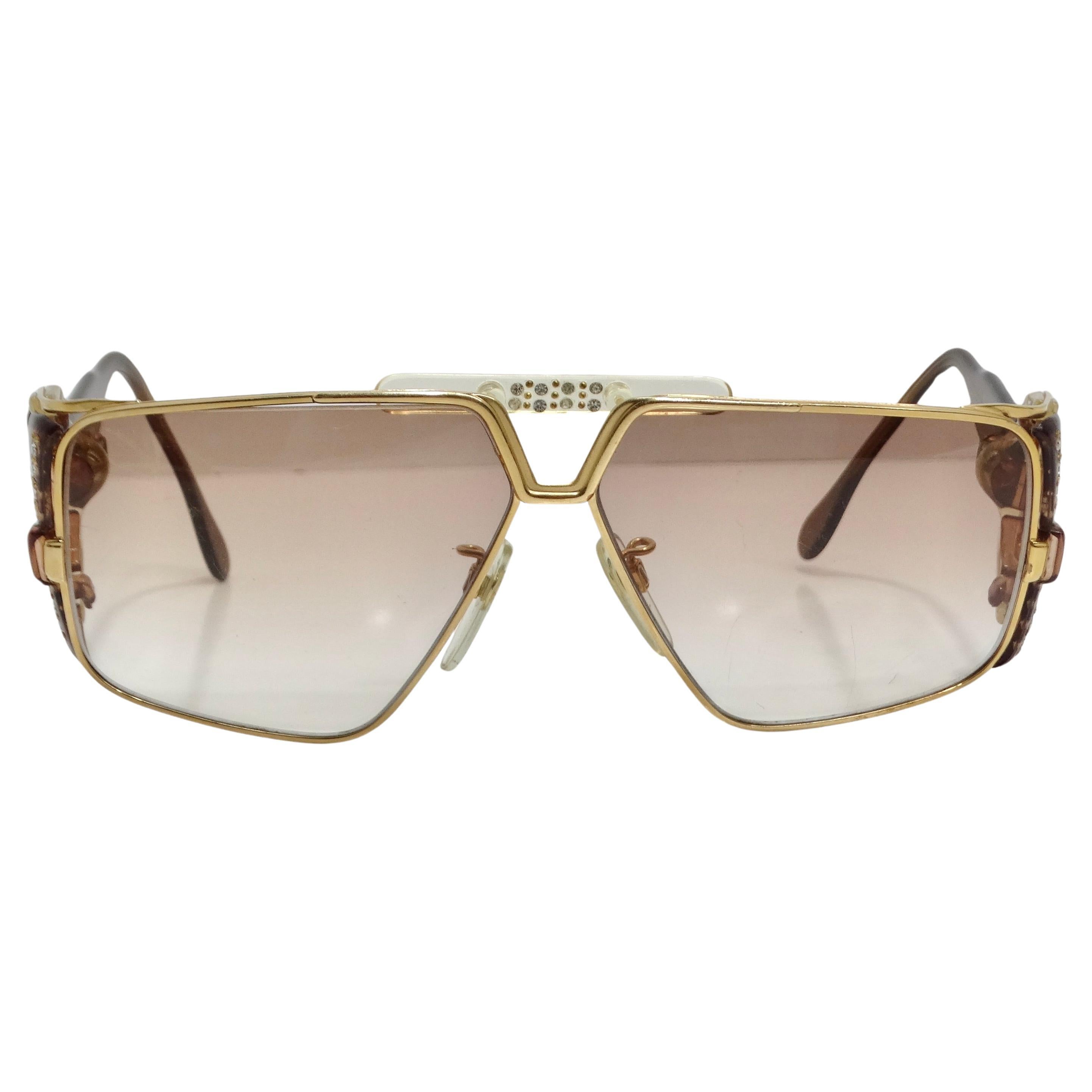 Cazal 1980s 951 Gold Tone Sunglasses For Sale