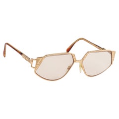 CAZAL c.1990’s Gold Tortoise Geometric MOD 238 Pentagonal Cat Eye Sunglasses